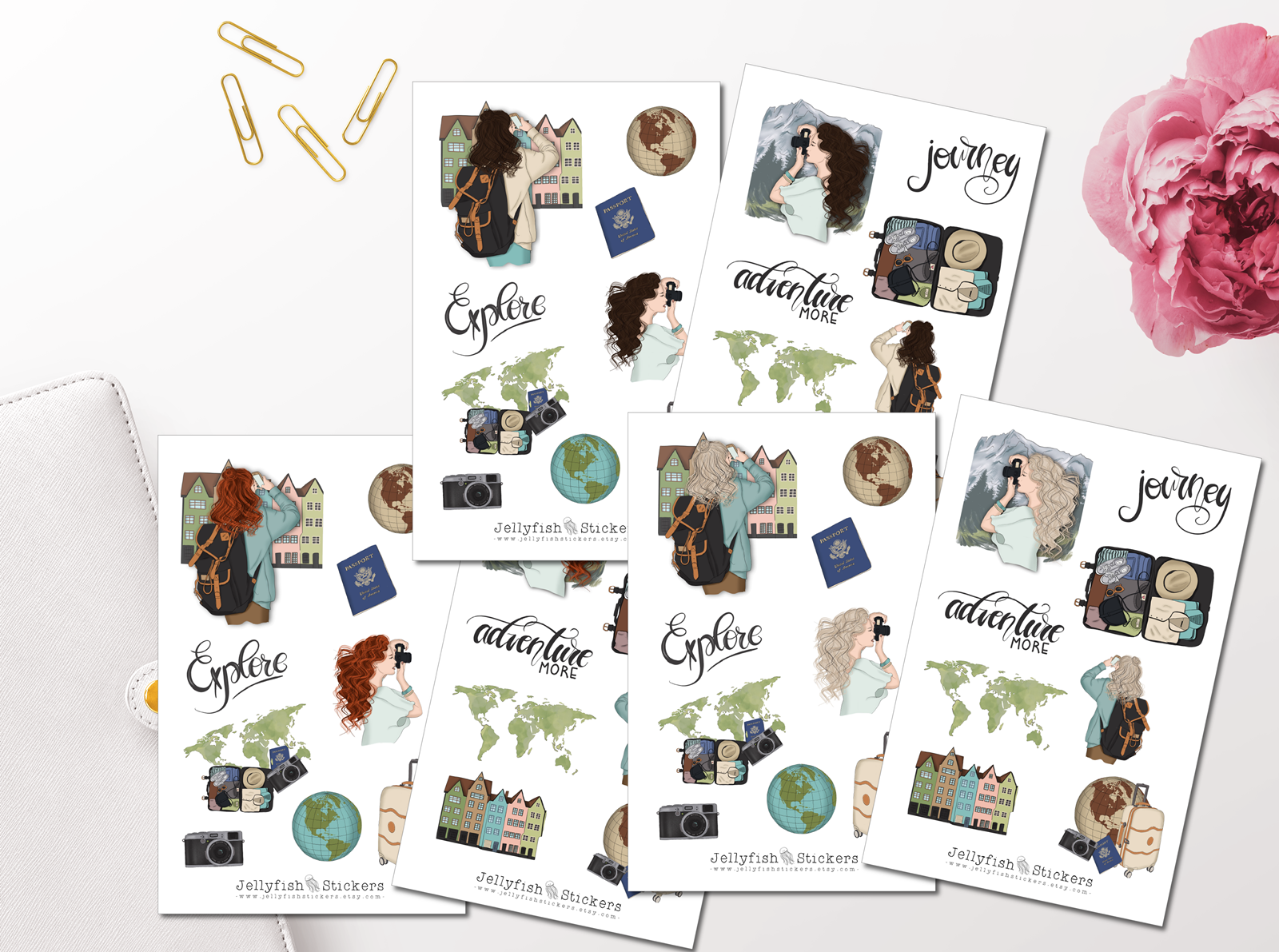 Jellyfish Stickers - Travel Girl Sticker Set