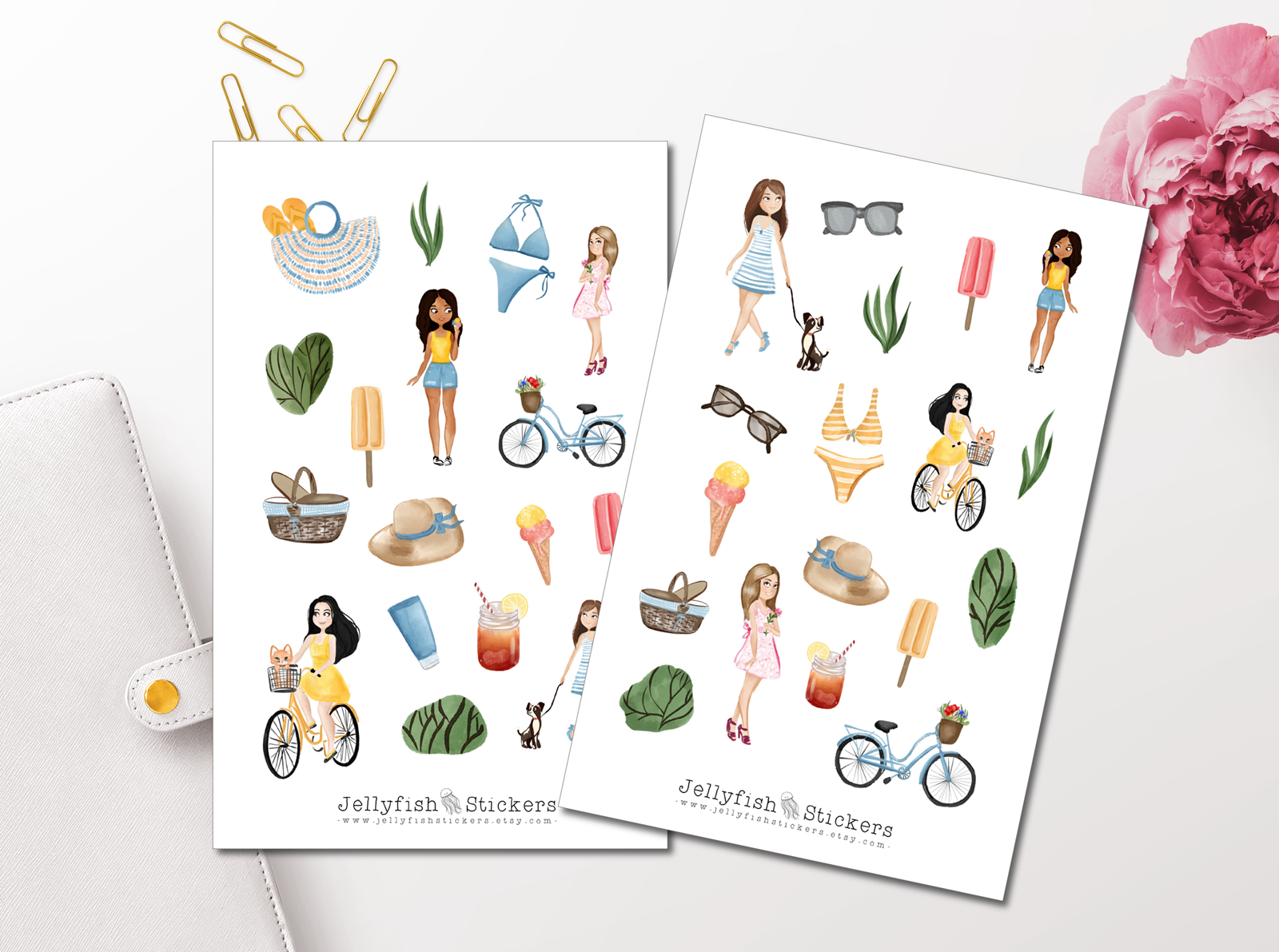 Jellyfish Stickers - Mädchen Sommer Freizeit Sticker Set