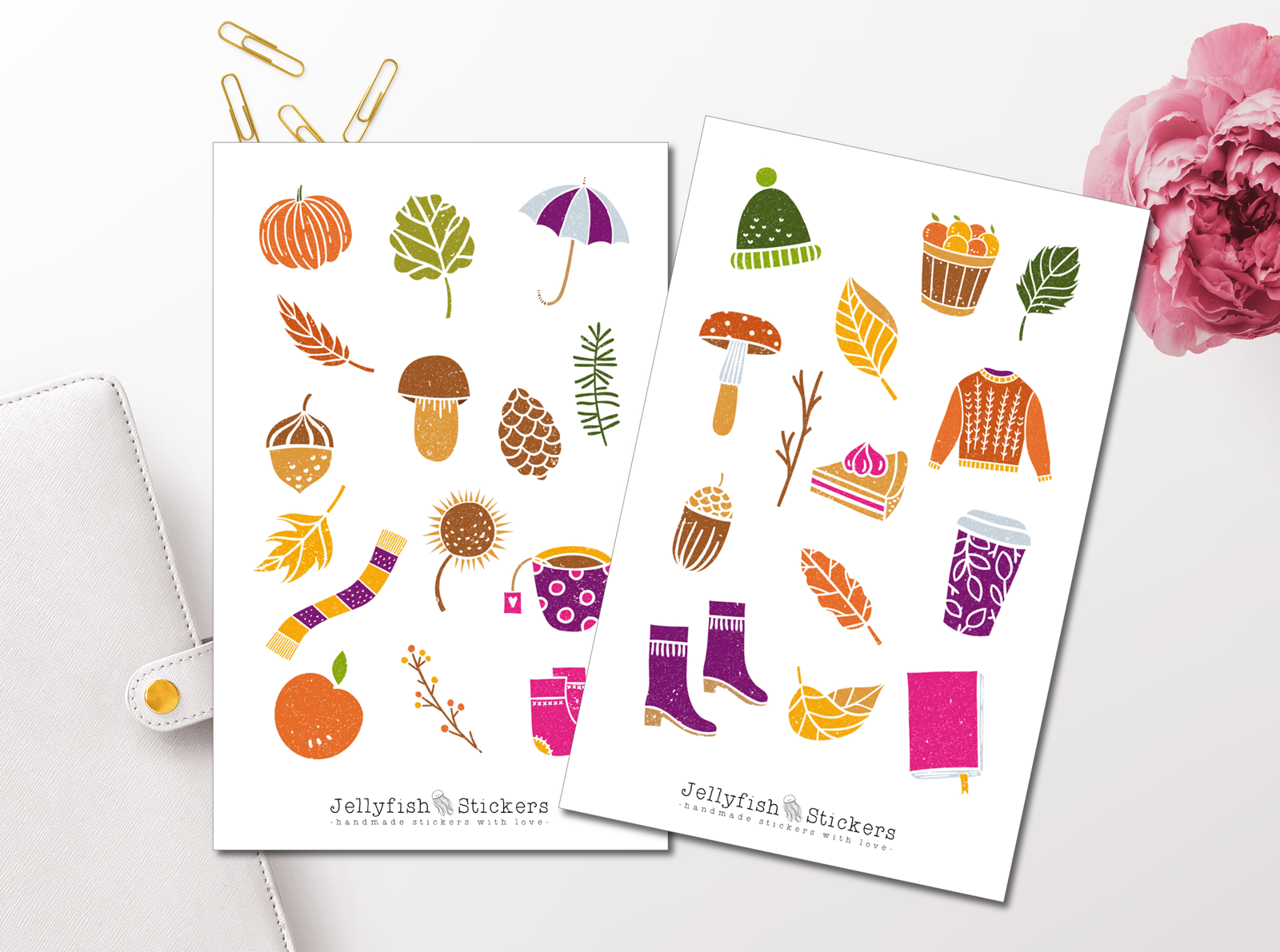 Reh Herbst Sticker Set – Florale Aufkleber Für Journal, Planer & Bullet Journal