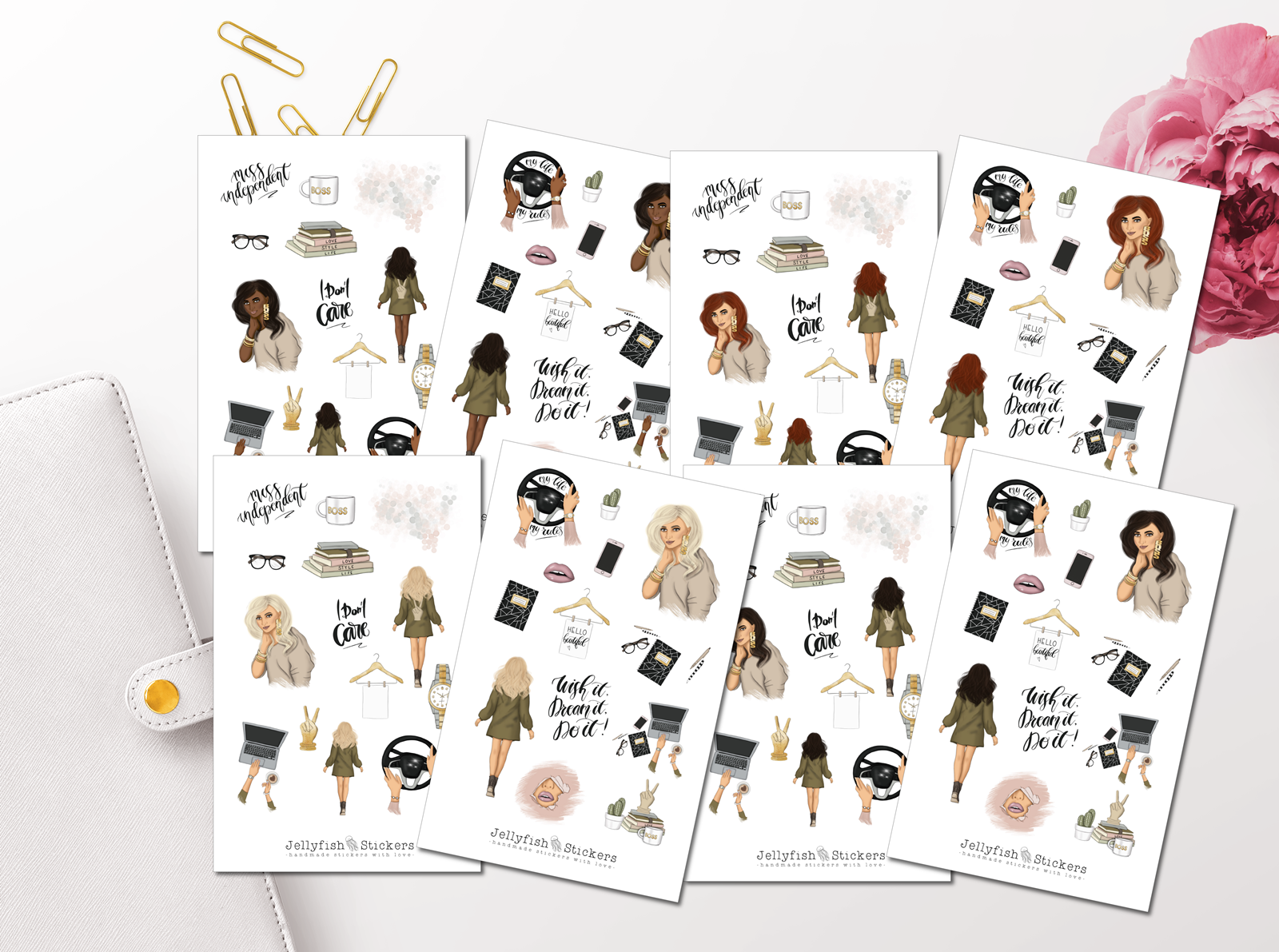 Jellyfish Stickers - Mädchen Girlboss Sticker Set