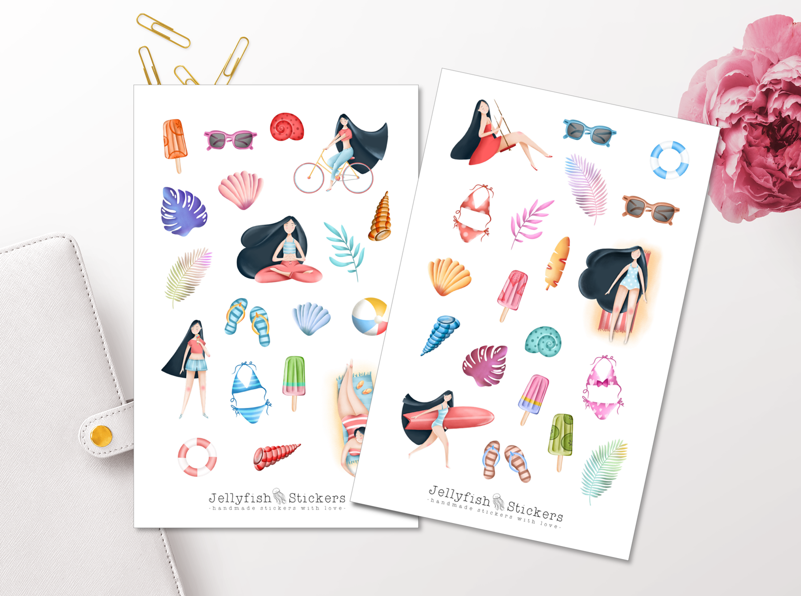 Jellyfish Stickers - Mädchen Sommer Sticker Set