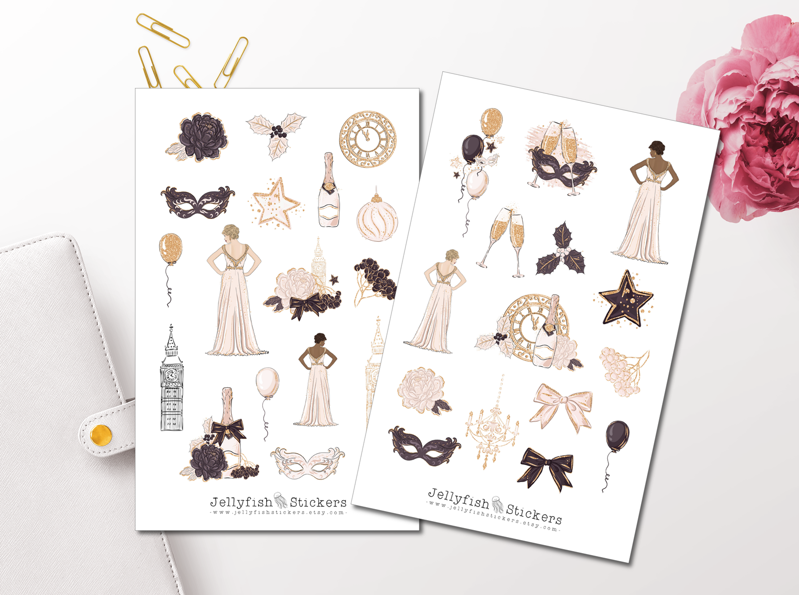 Jellyfish Stickers - Silvester Mädchen Sticker Set
