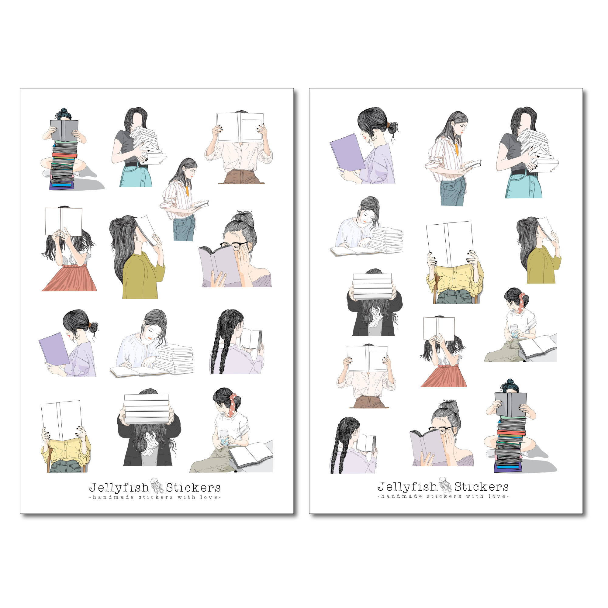 Mädchen Bücher Sticker Set