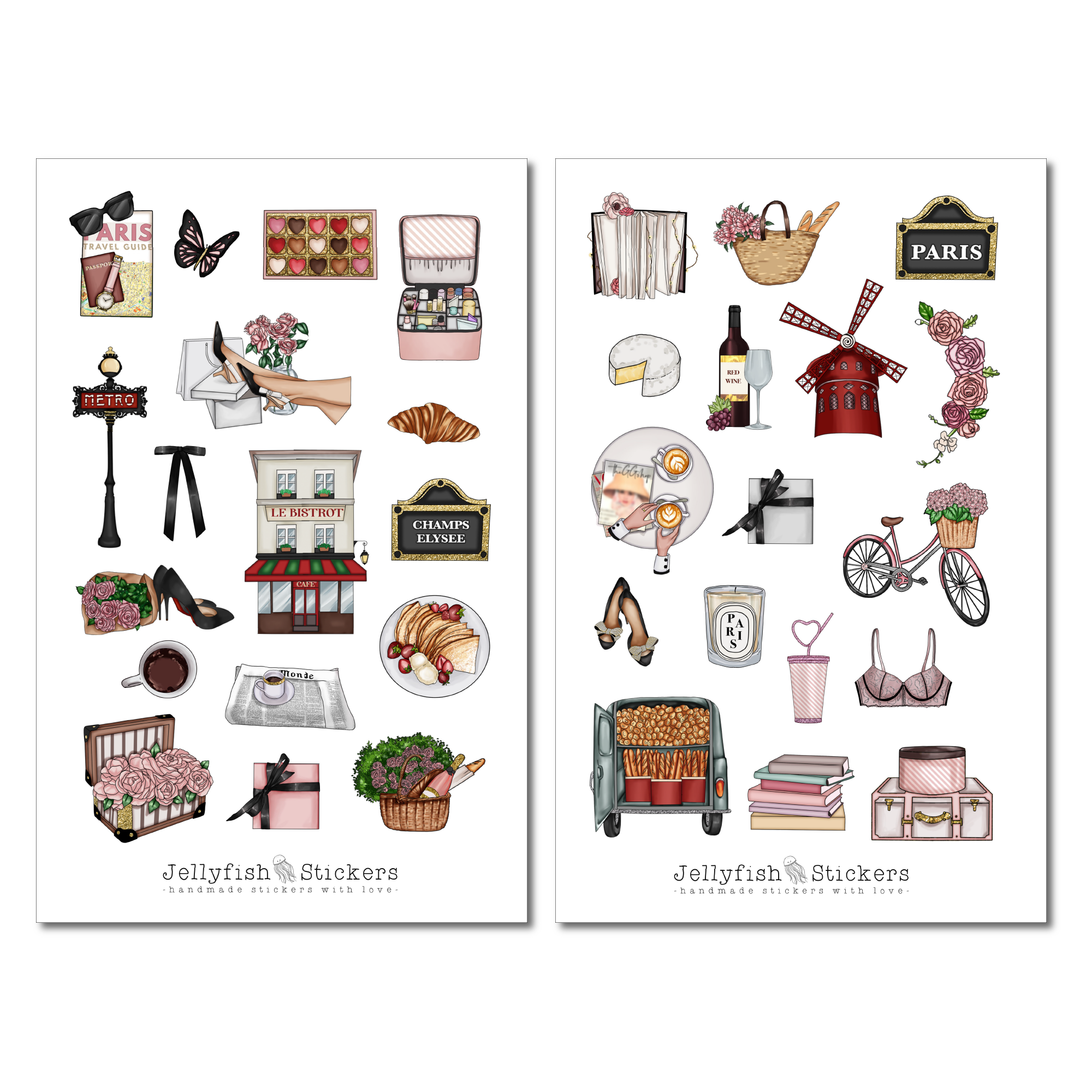 Mädchen Paris Sticker Set