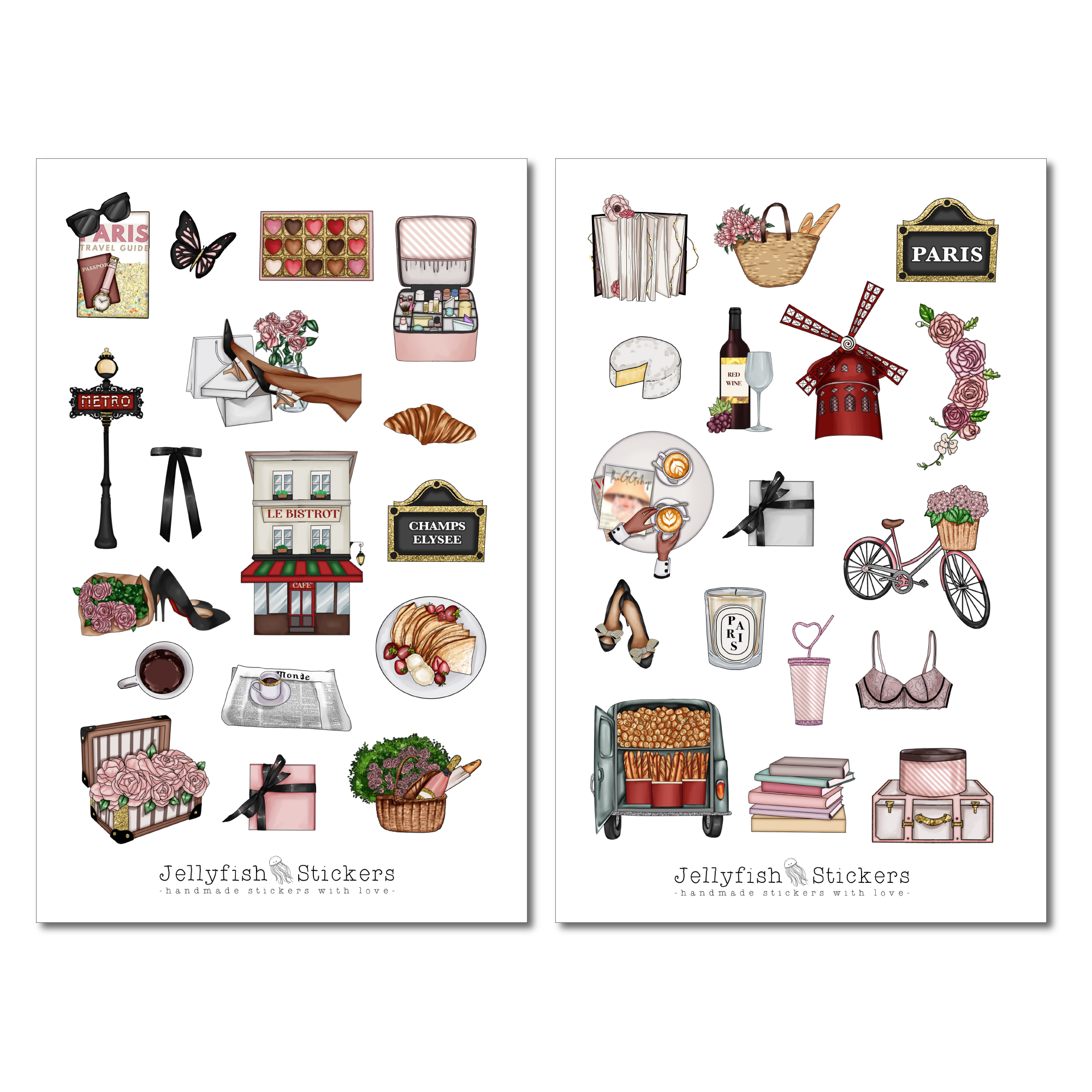 Mädchen Paris Sticker Set