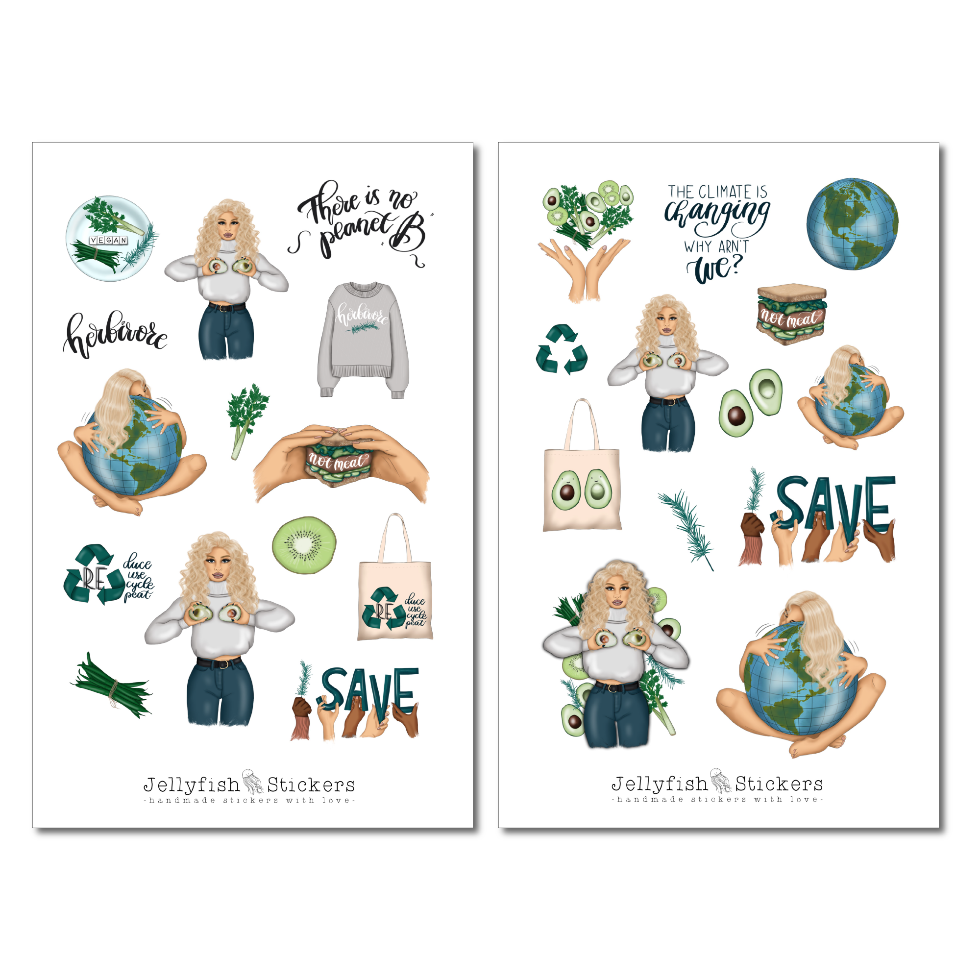 Mädchen Erde Sticker Set