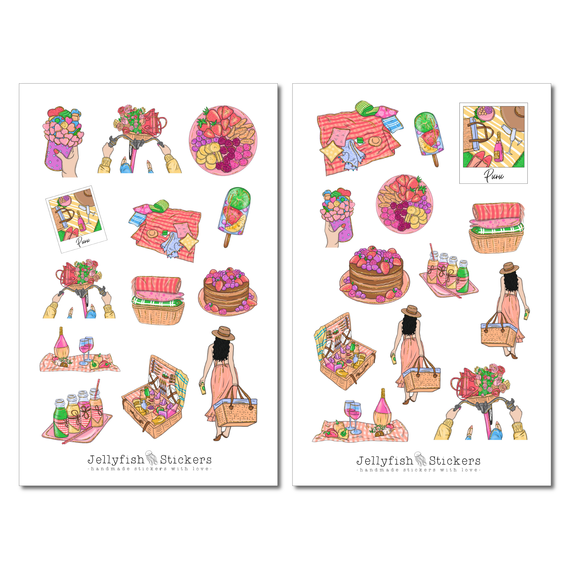 Mädchen Picknick Sticker Set