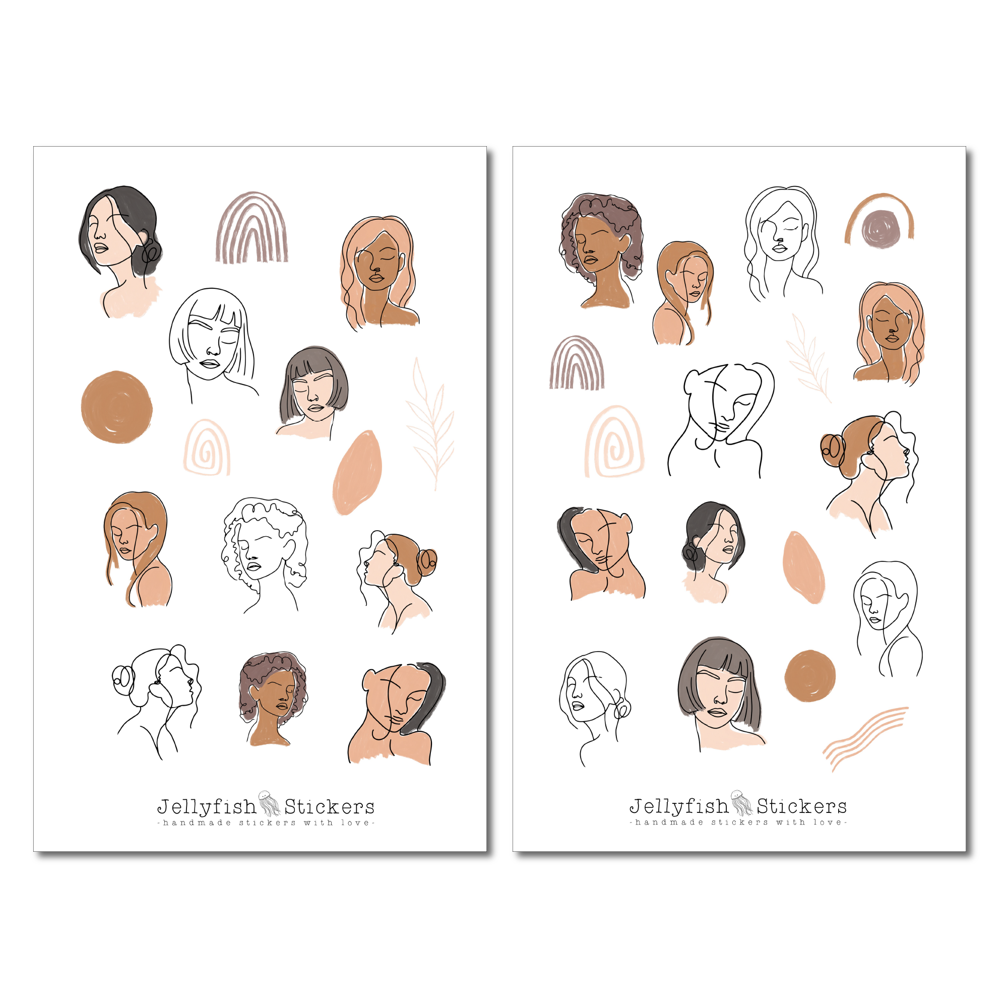 Frauen Gesichter Sticker Set