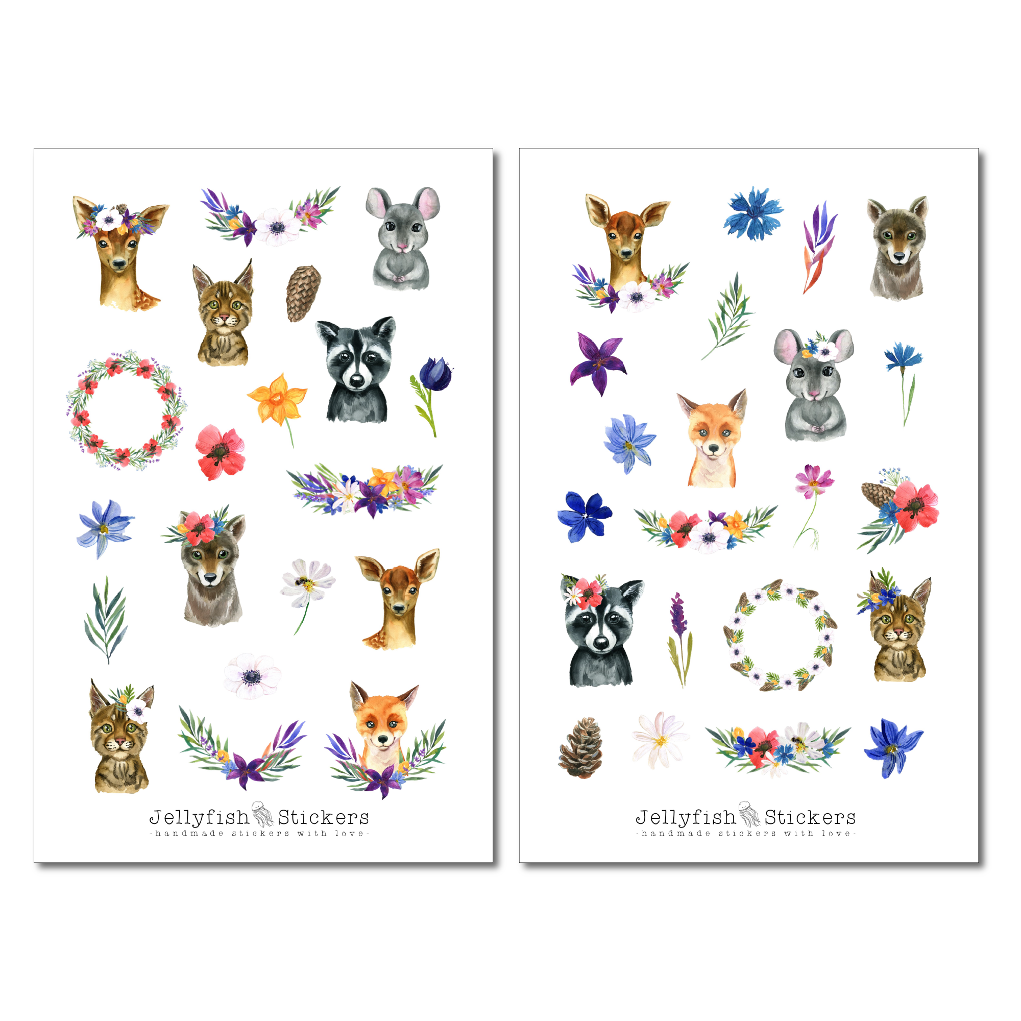 Animals and Flowers Sticker Set