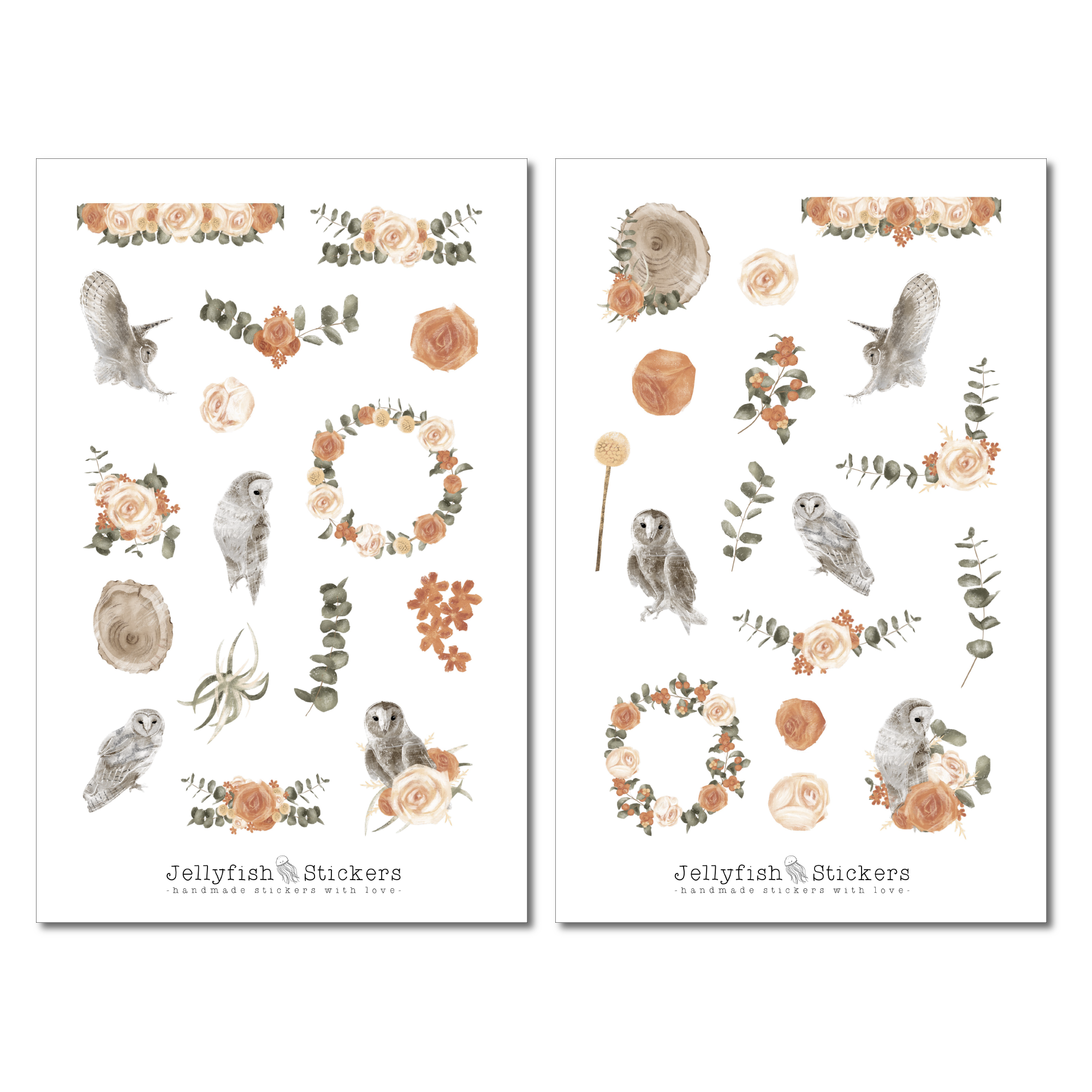 Herbst Eulen Sticker Set