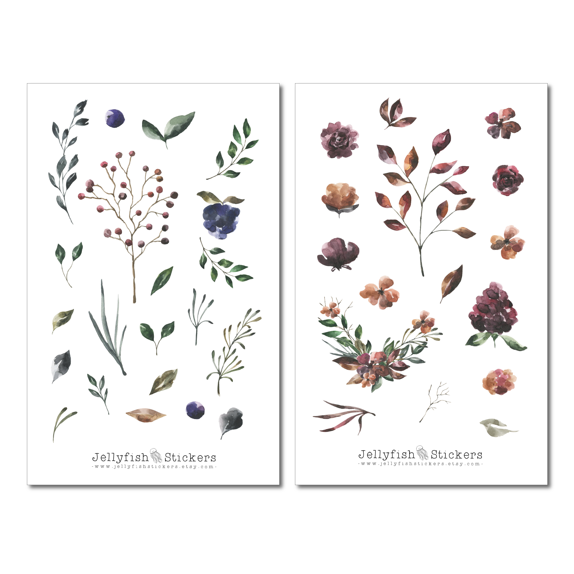 Aquarell Flowers Sticker Set