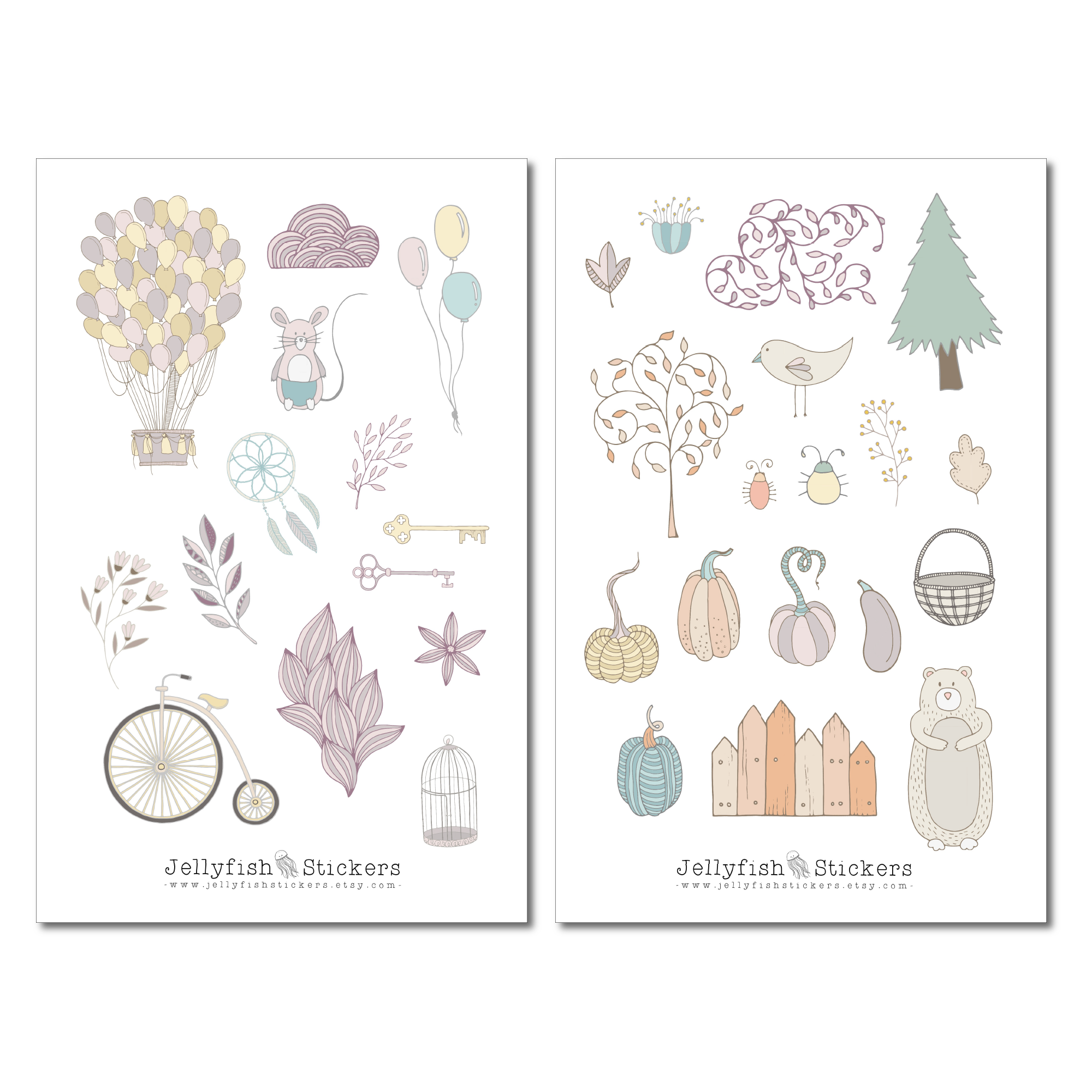 Retro Pastell Sticker Set