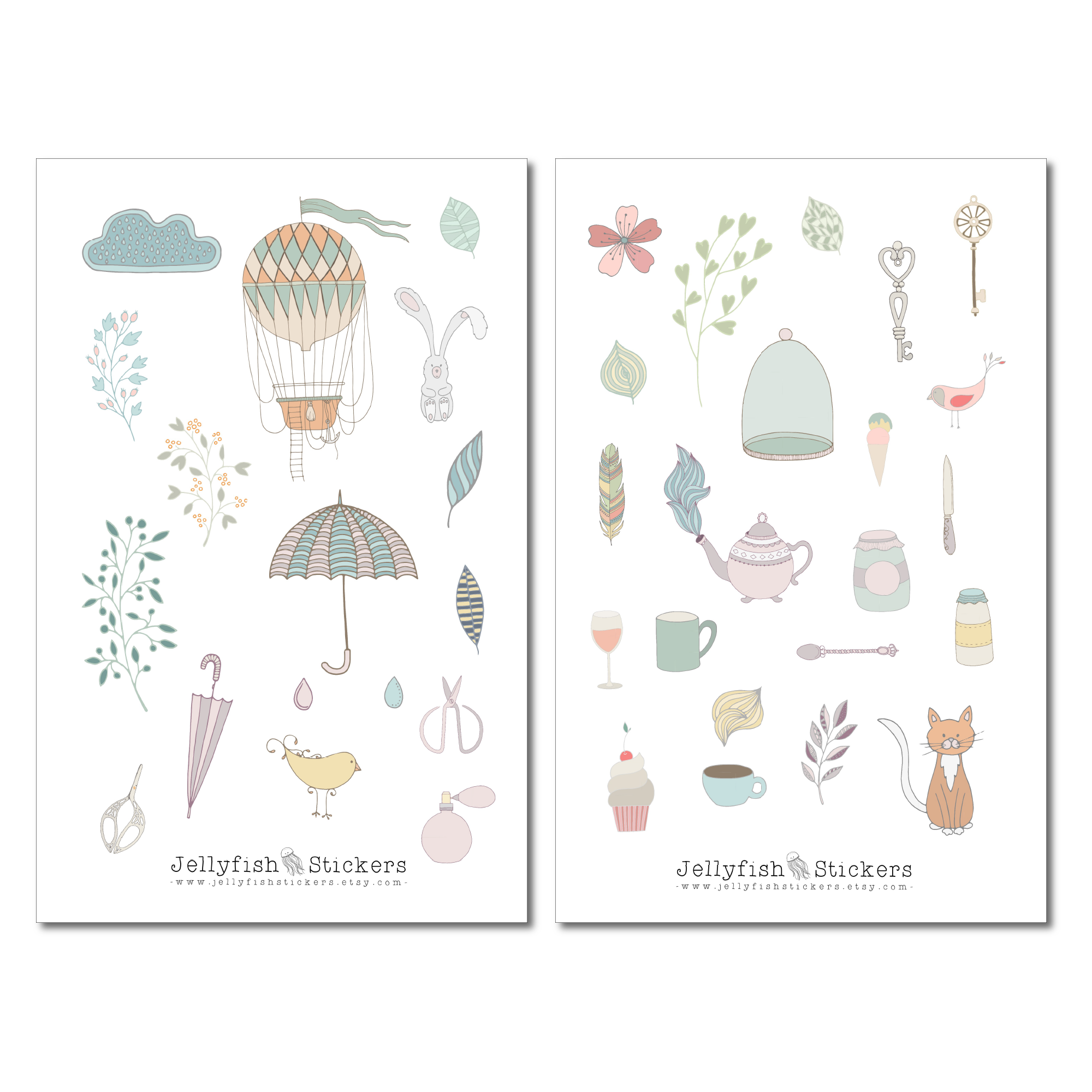 Retro Pastell Sticker Set