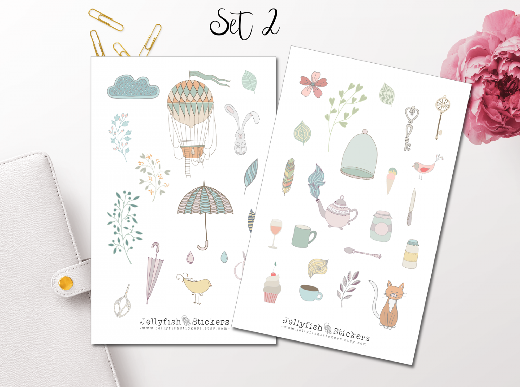 Retro Pastell Sticker Set