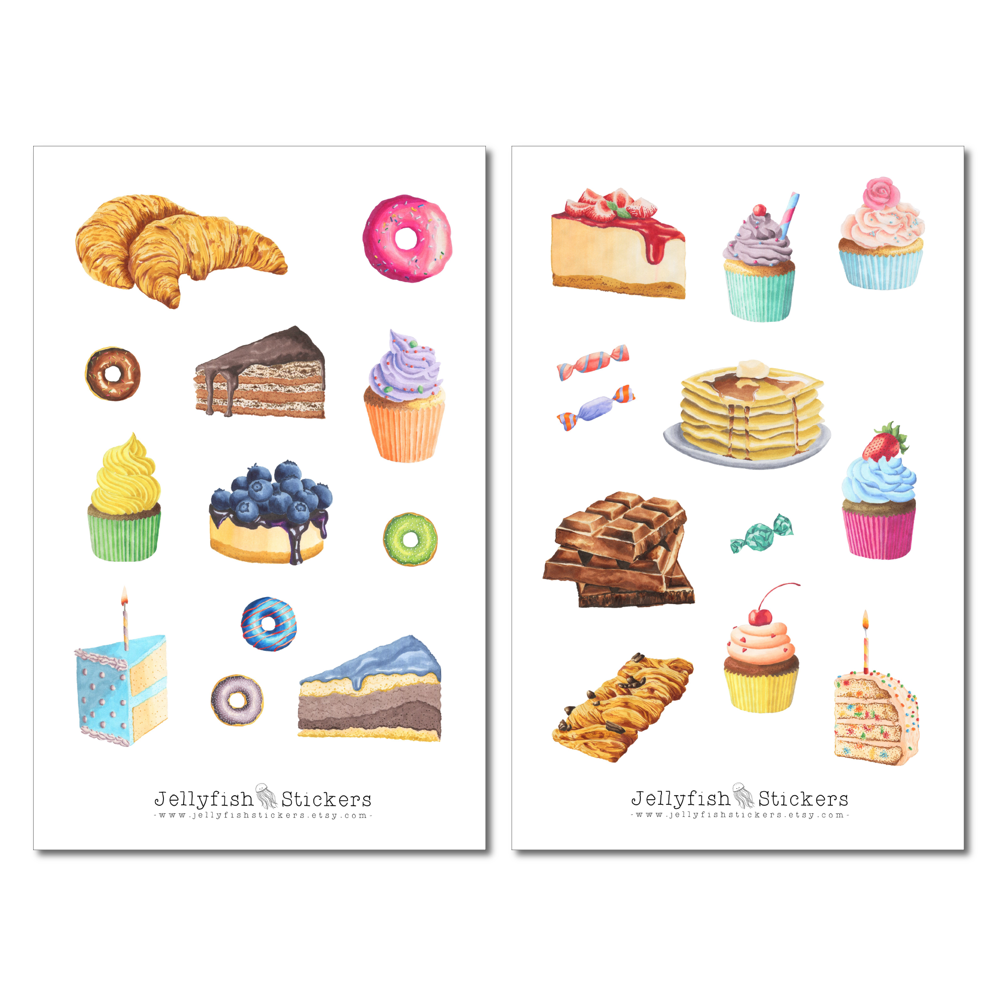 Süßes Gebäck Sticker Set