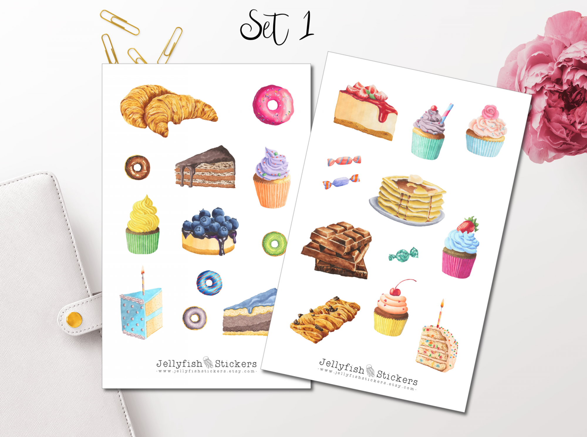 Süßes Gebäck Sticker Set