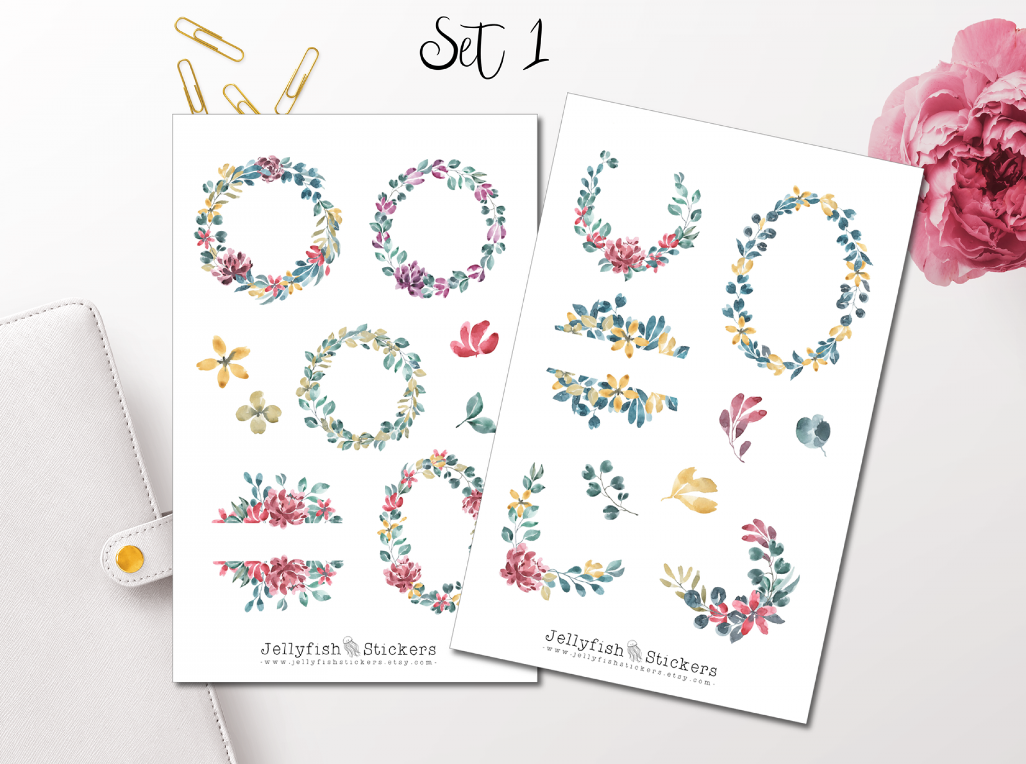 Helle Florale Rahmen Sticker Set