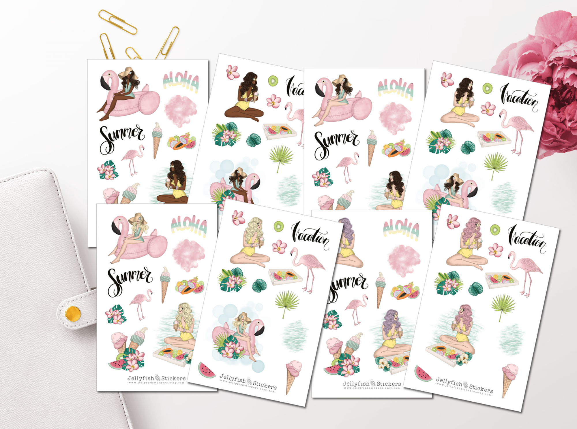 Girls on Vacation Sticker Set