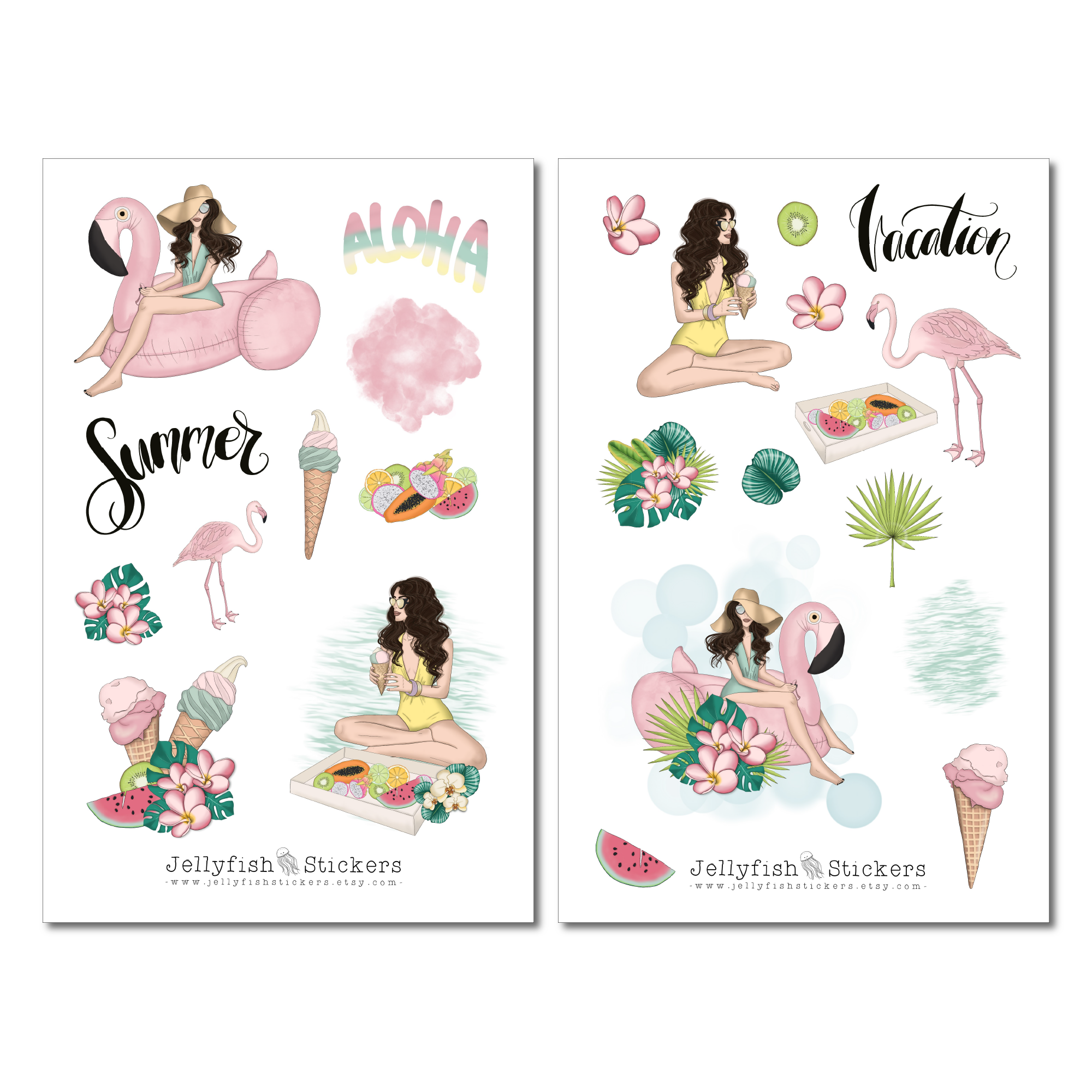 Girls on Vacation Sticker Set