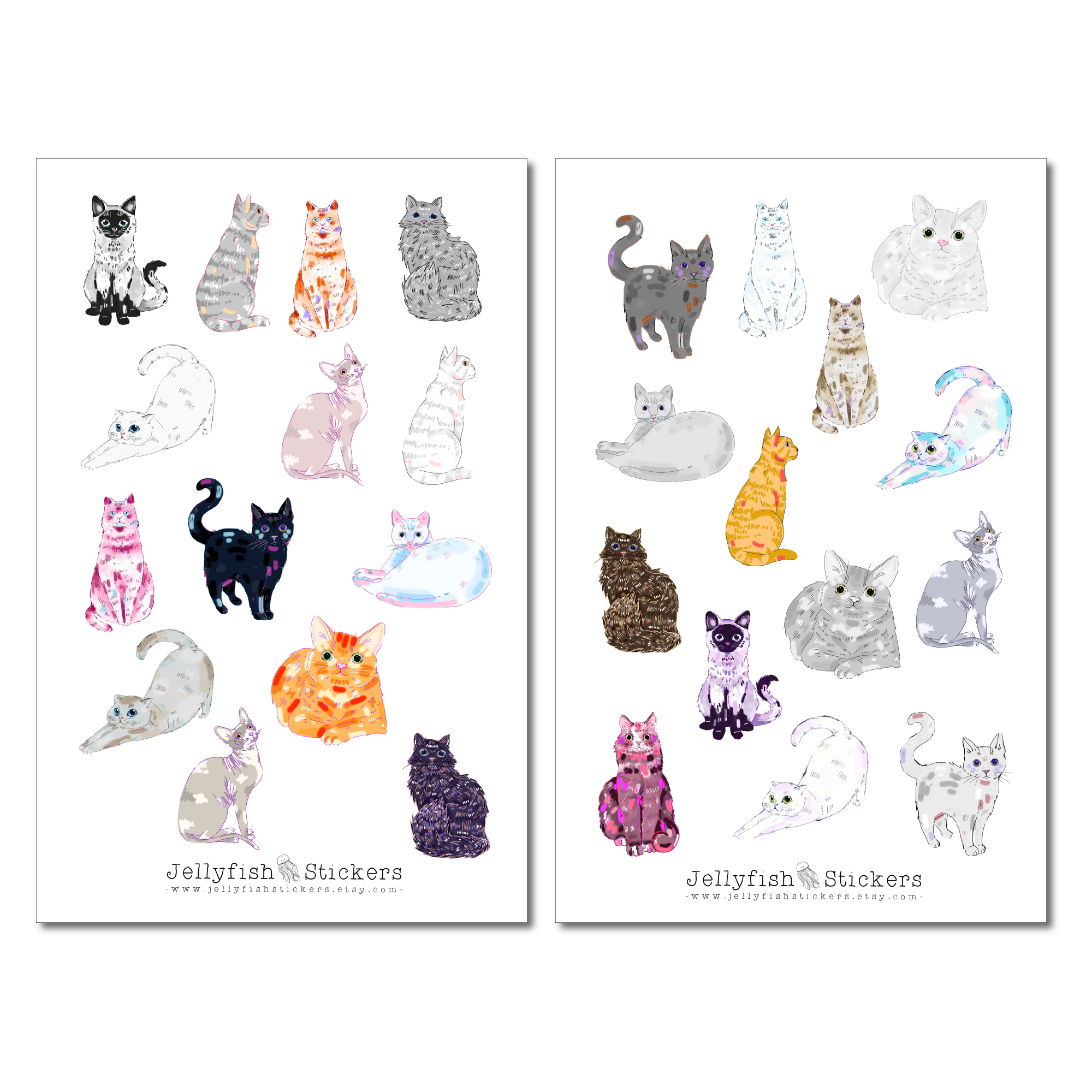 Bunte Katzen Sticker Set