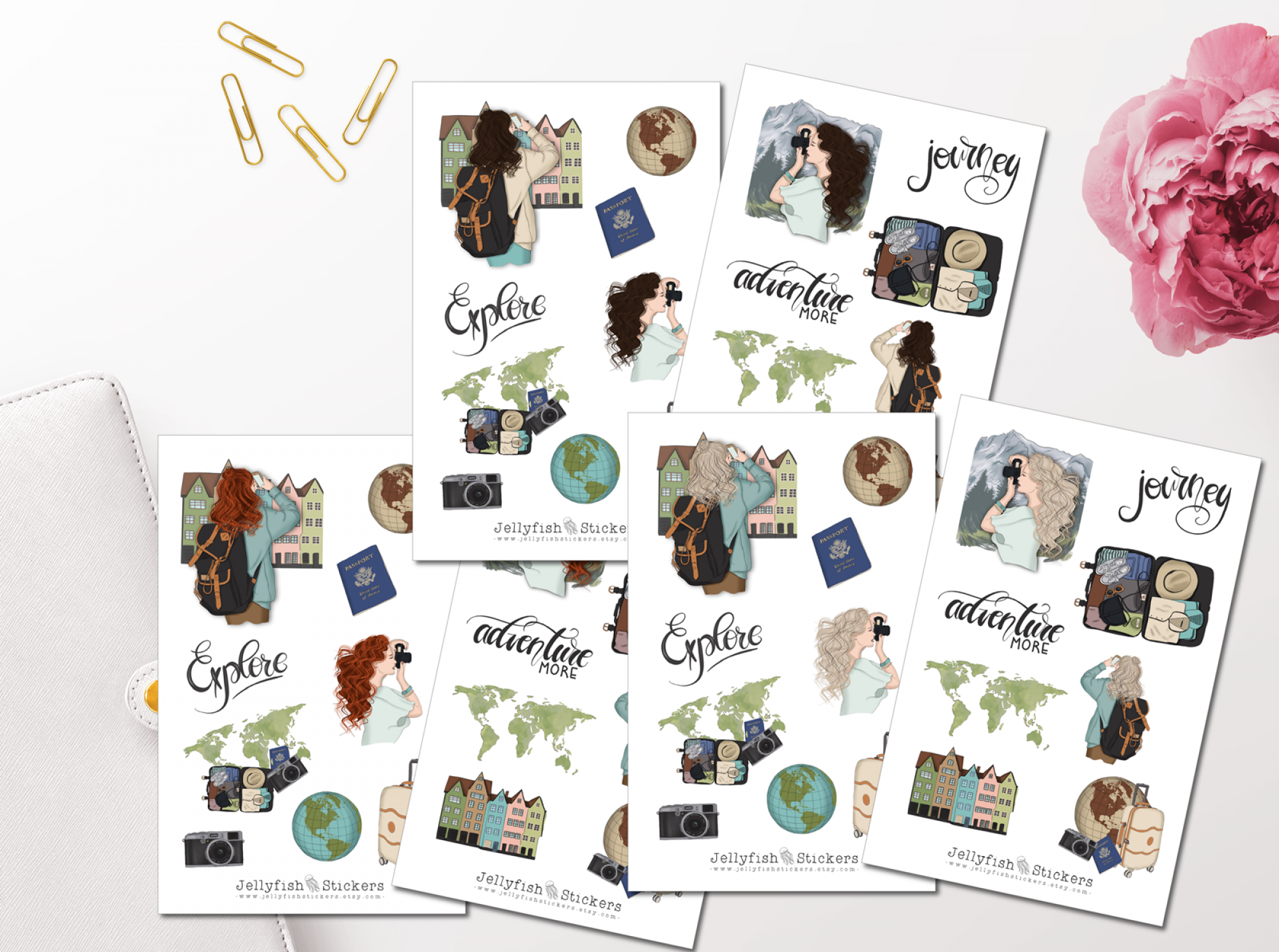 Travel Girl Sticker Set