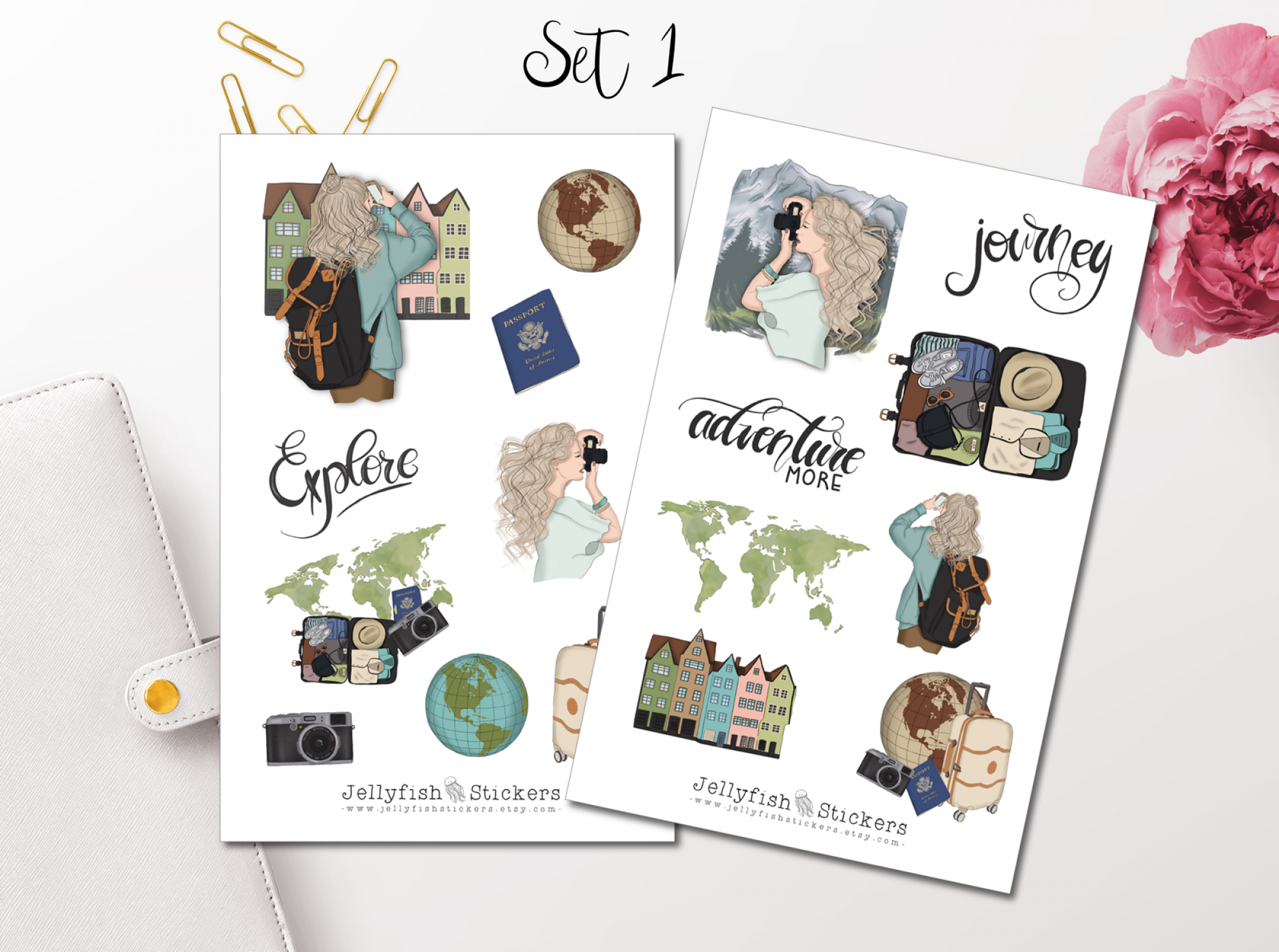 Travel Girl Sticker Set