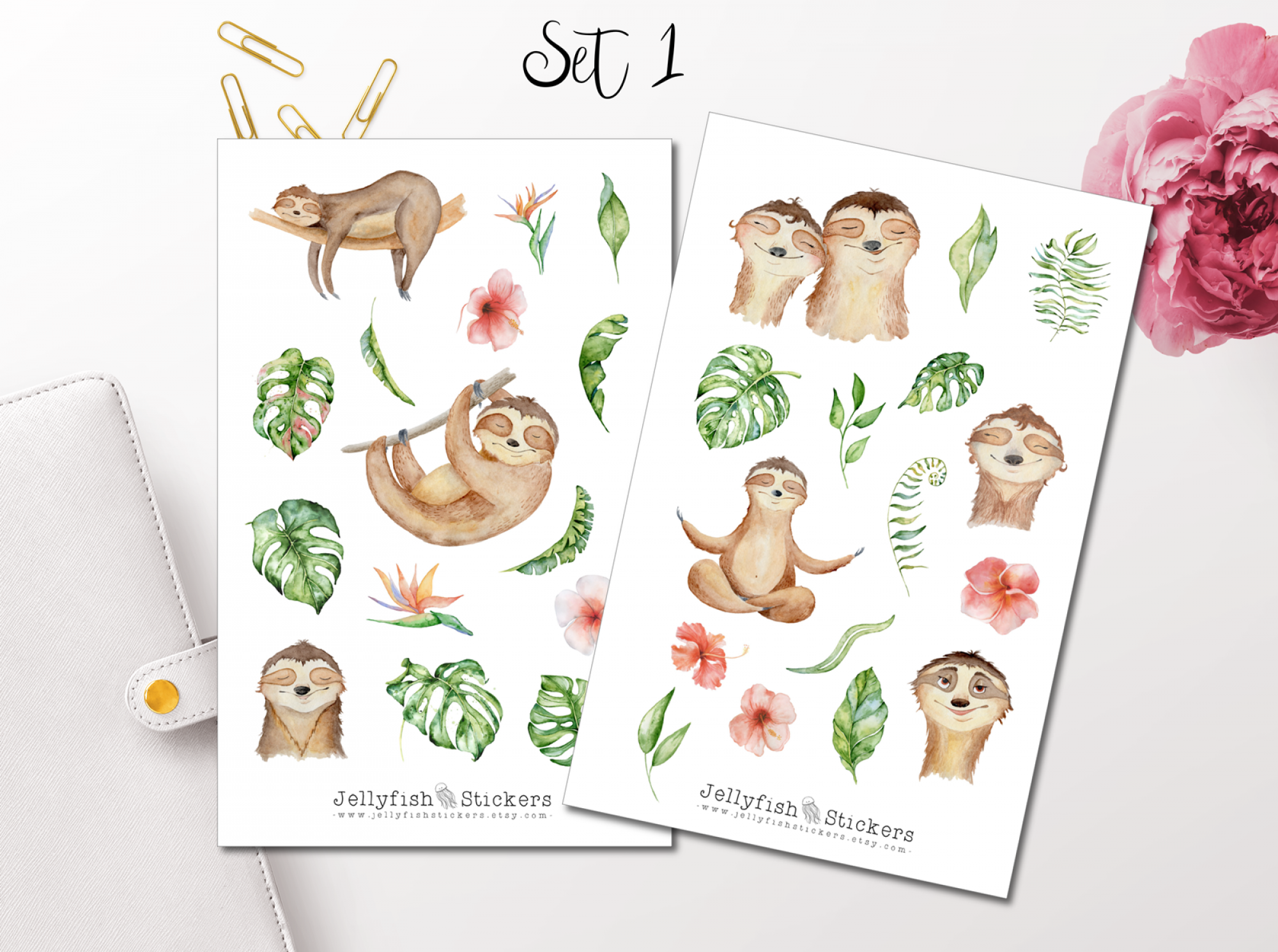 Verliebte Faultiere Sticker Set