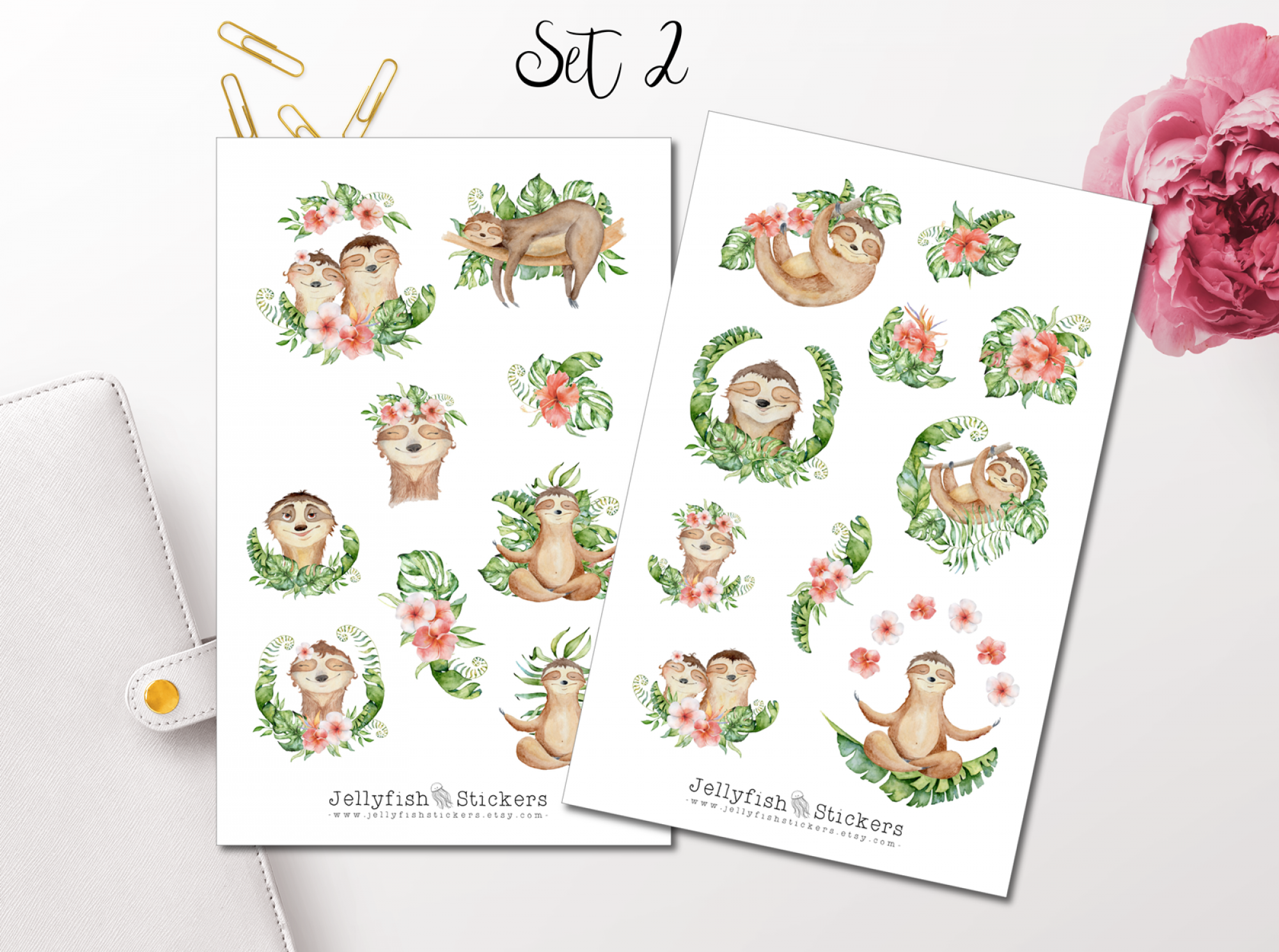 Verliebte Faultiere Sticker Set