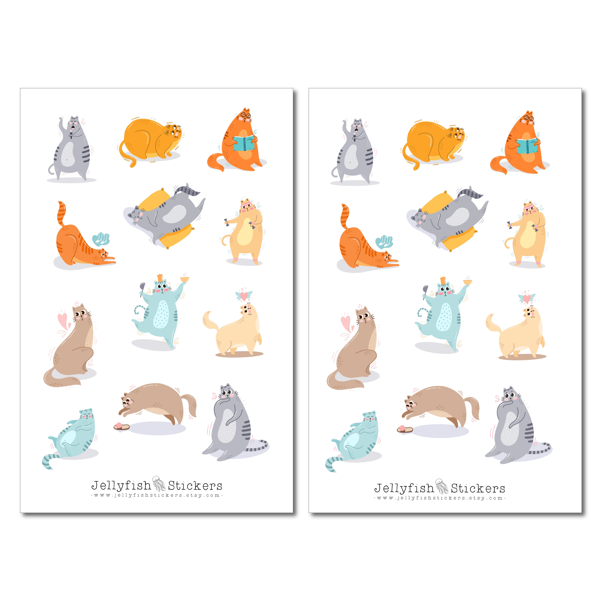 Cartoon Katzen Sticker Set