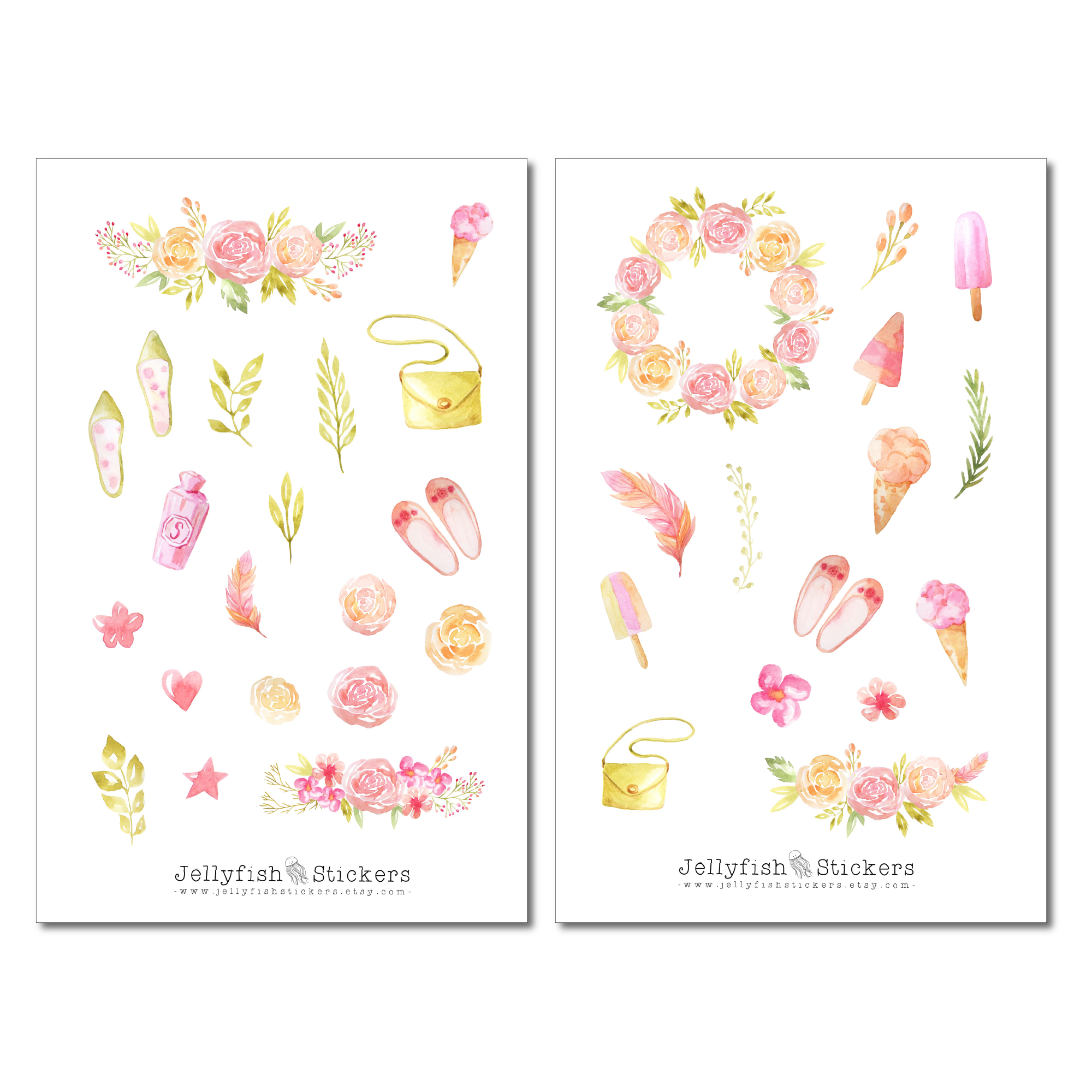 Rosa Pastell Sticker Set