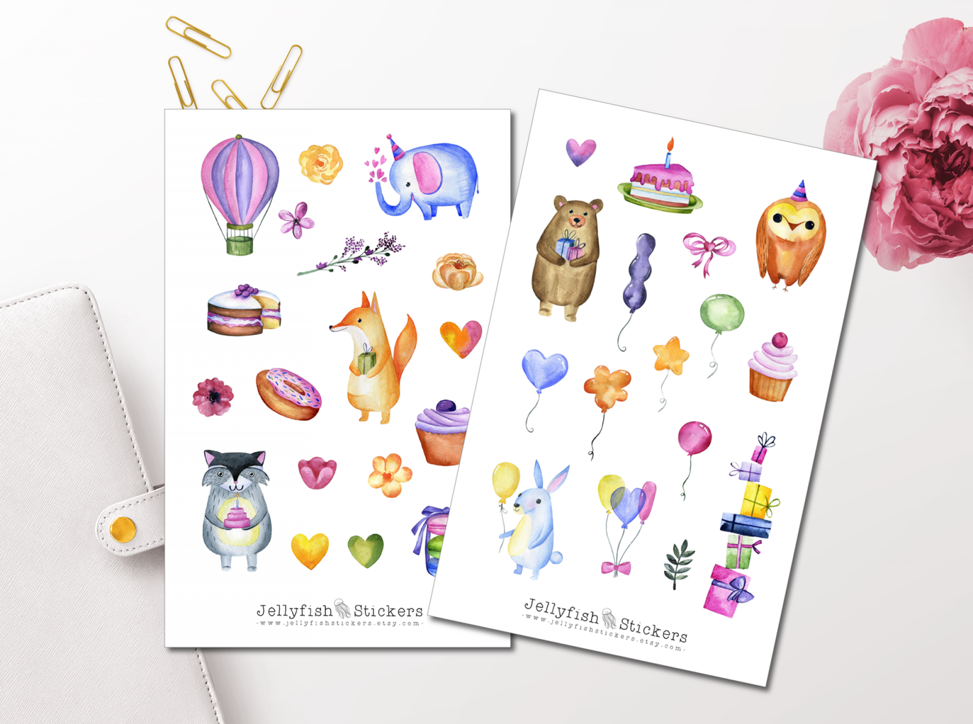 Tiere Geburtstag Sticker Set