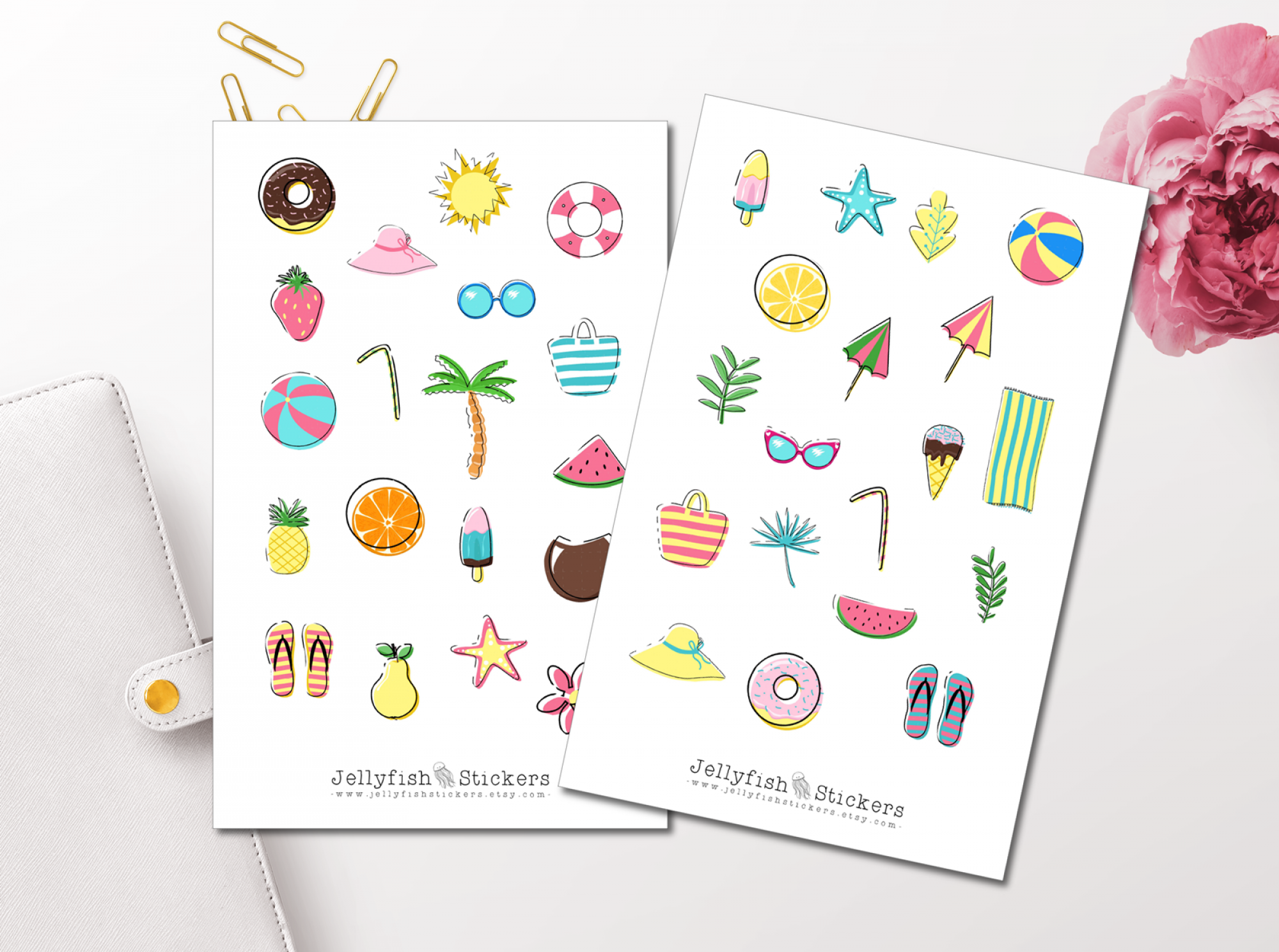 Beach Items Sticker Set