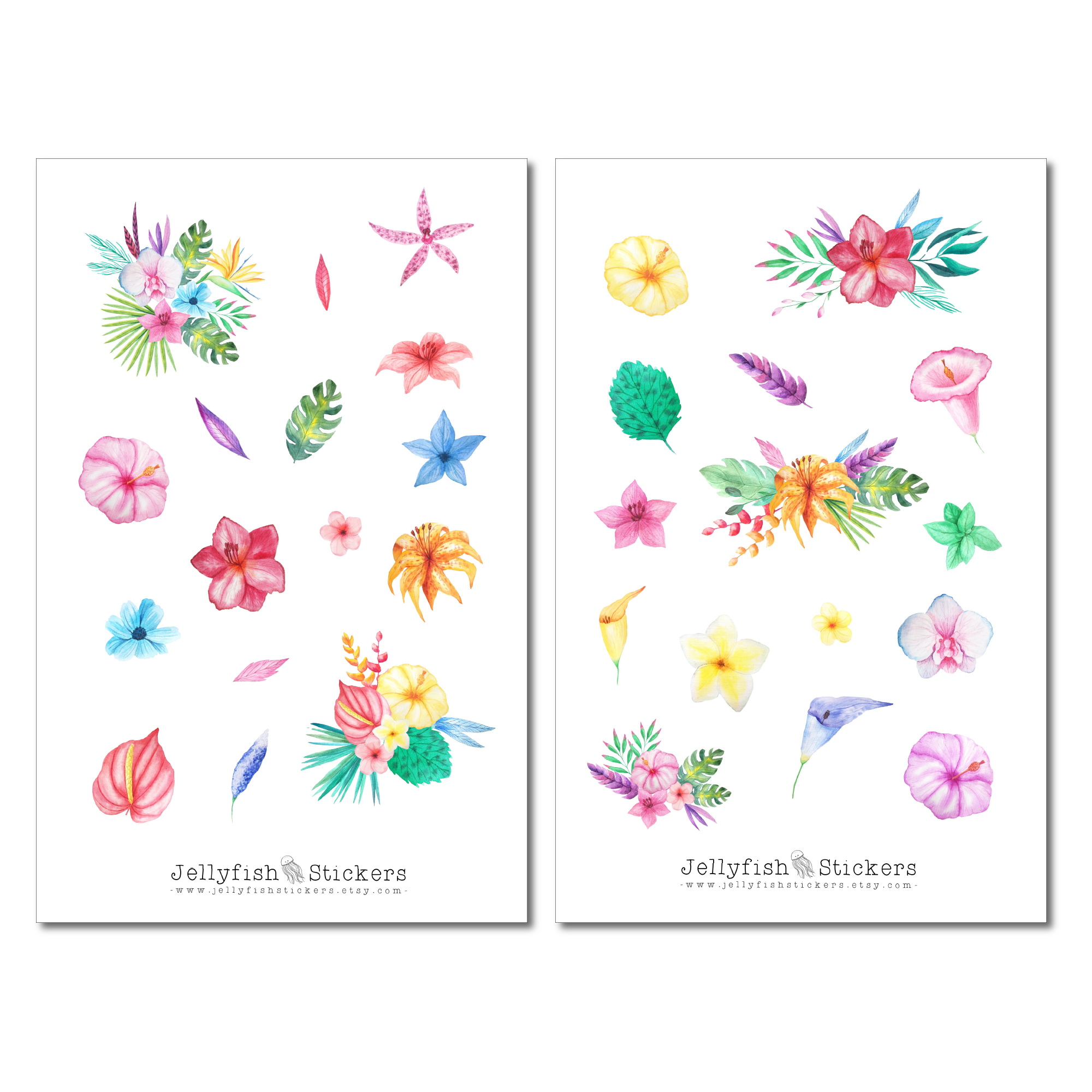 Tropische Blumen Sticker Set