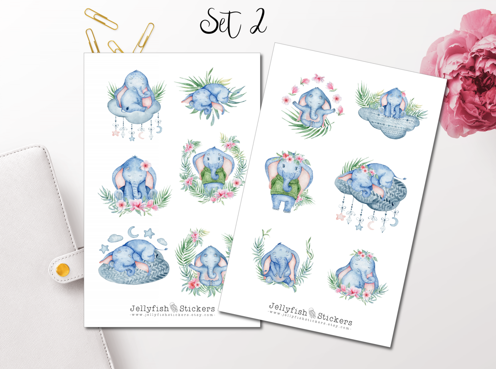 Sweet Elephant Sticker Set