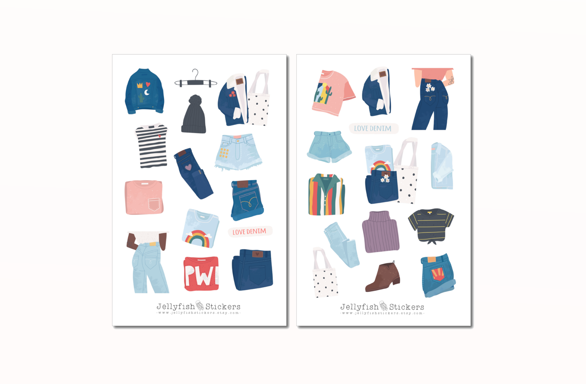 Kleidung Jeans Sticker Set