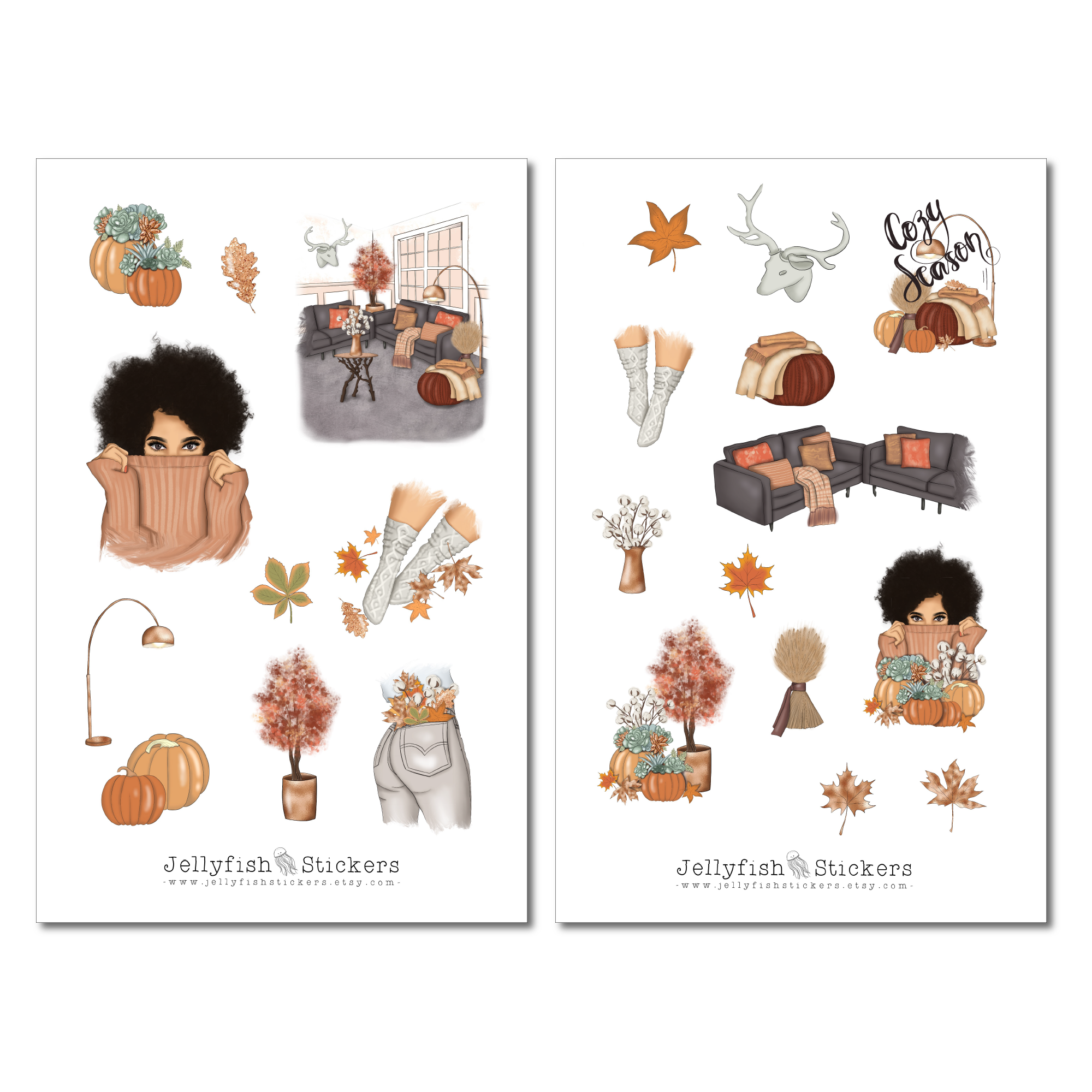 Girls Autumn Sweater Sticker Set