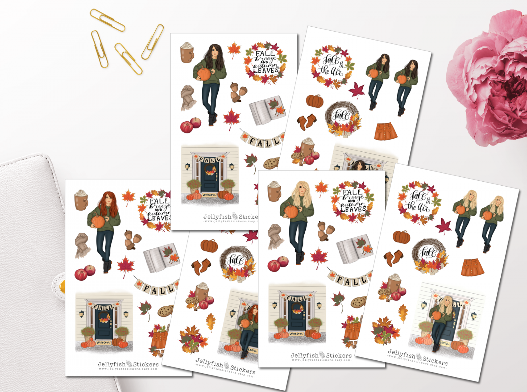 Mädchen Kürbis Sticker Set