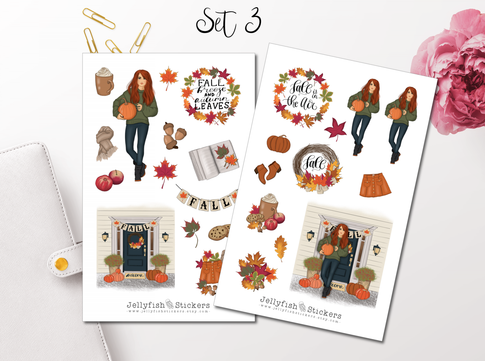 Girl Pumpkin Sticker Set