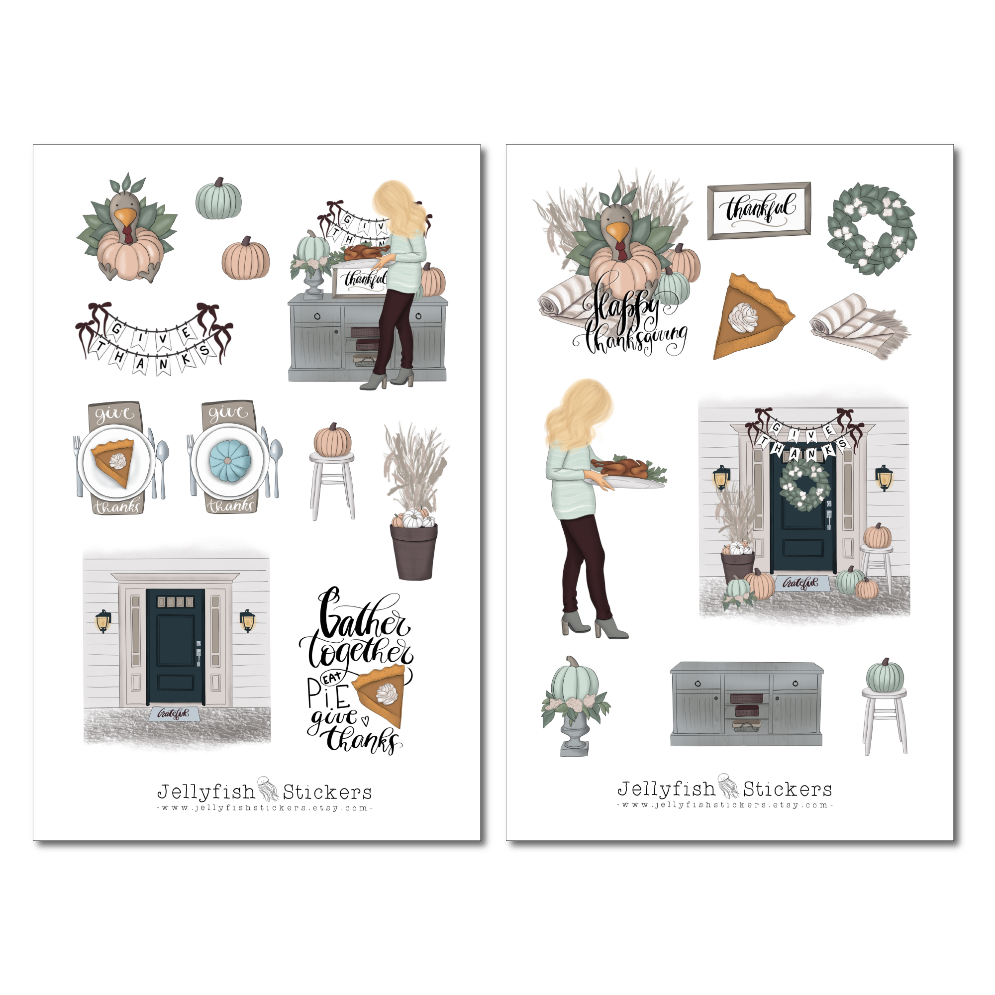 Mädchen Thanksgiving Sticker Set
