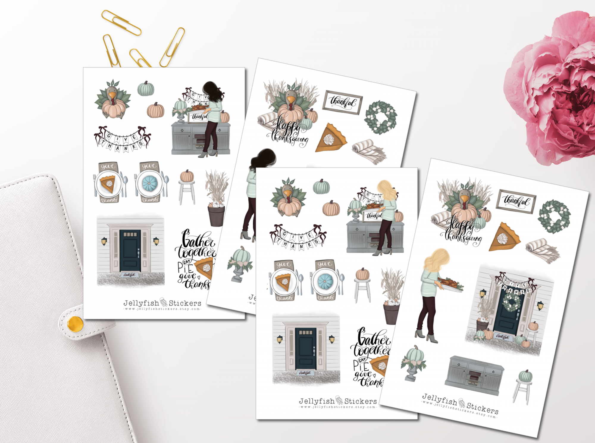 Mädchen Thanksgiving Sticker Set