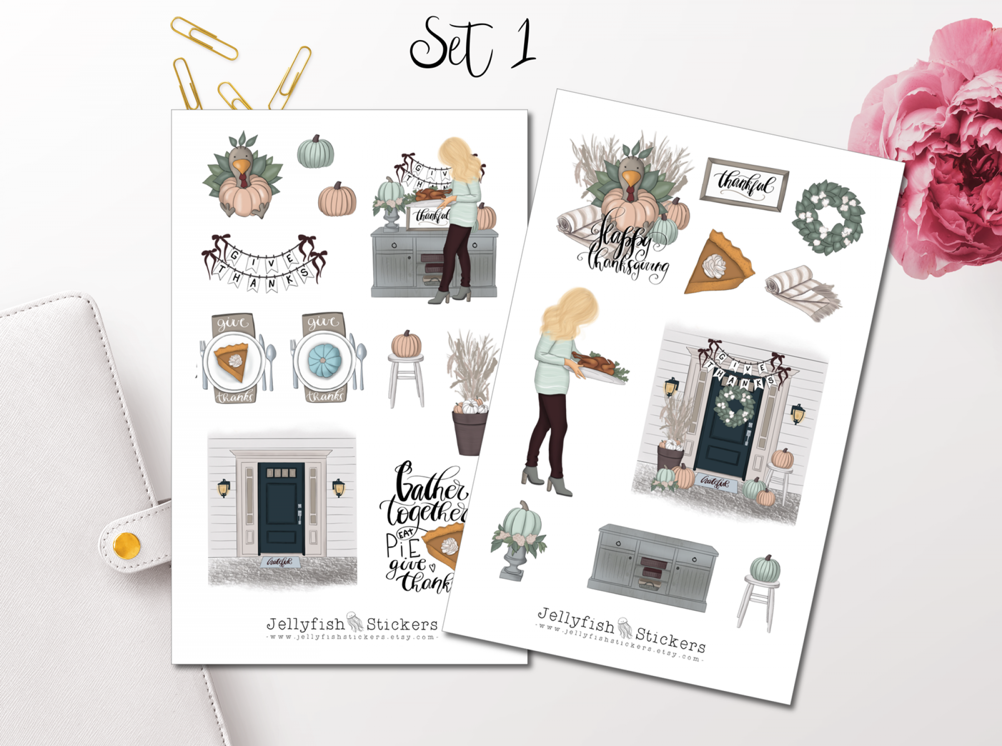 Mädchen Thanksgiving Sticker Set