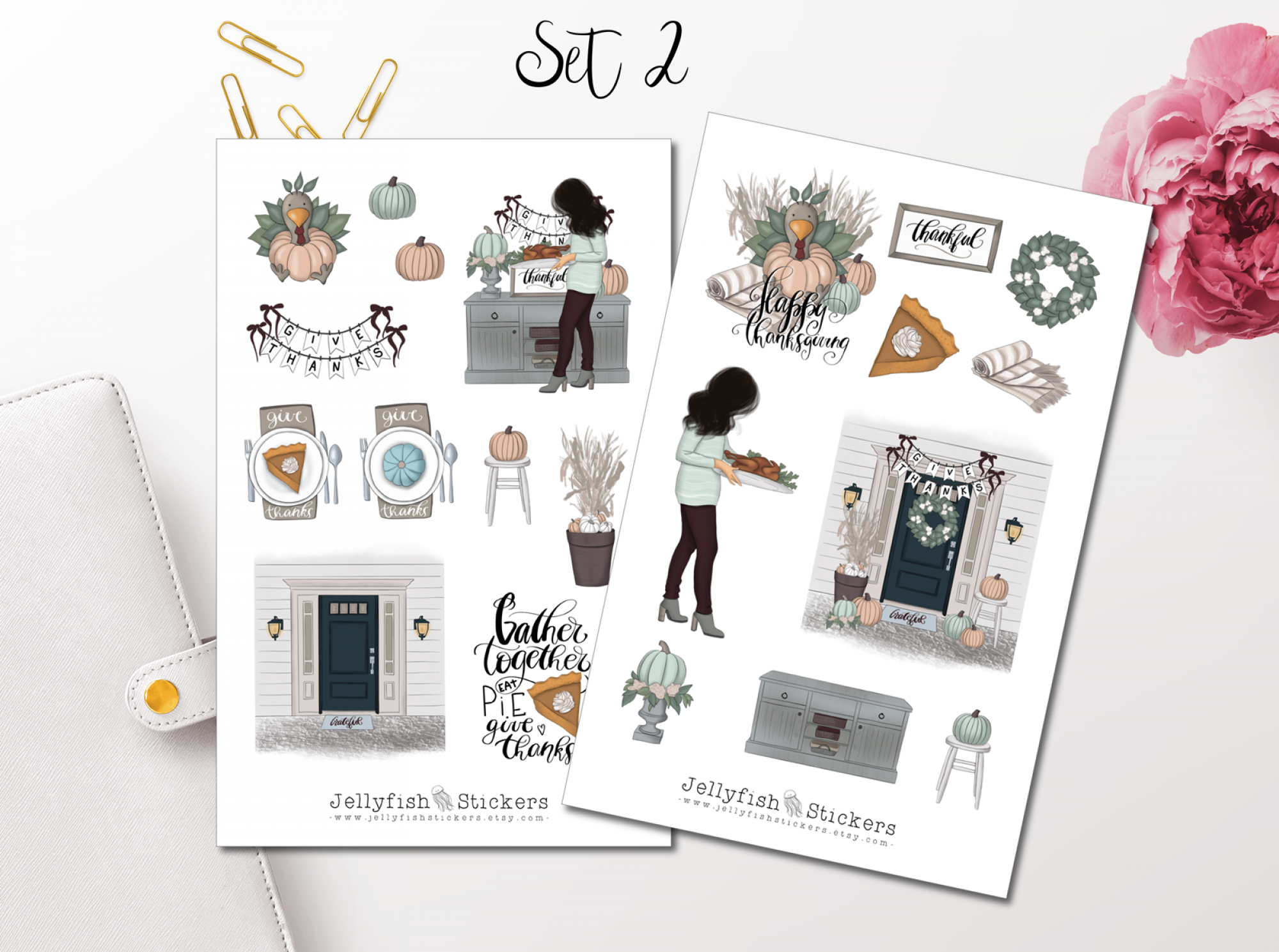 Mädchen Thanksgiving Sticker Set