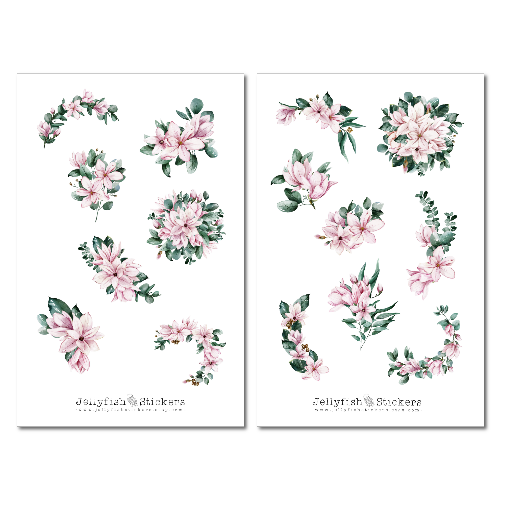 Magnolien und Eukalyptus Sticker Set