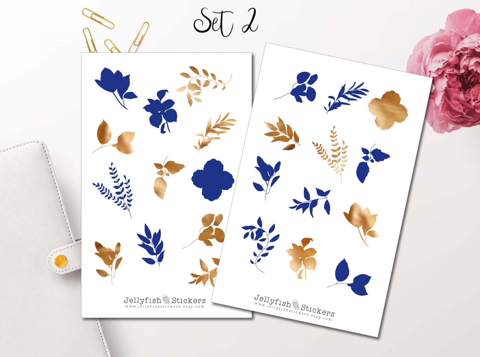 Mädchen Herbst Blau Gold Sticker Set
