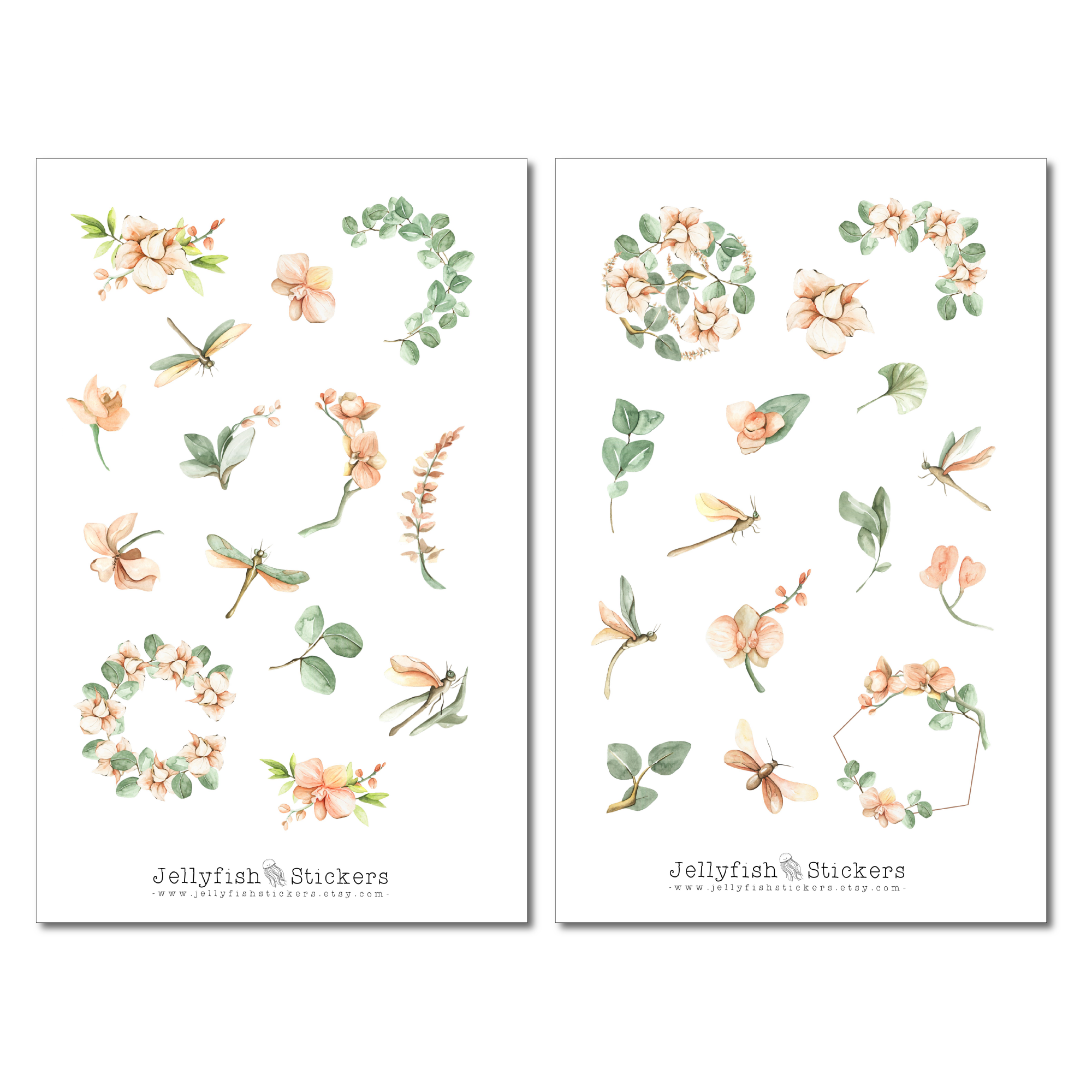 Orchideen und Libellen Sticker Set