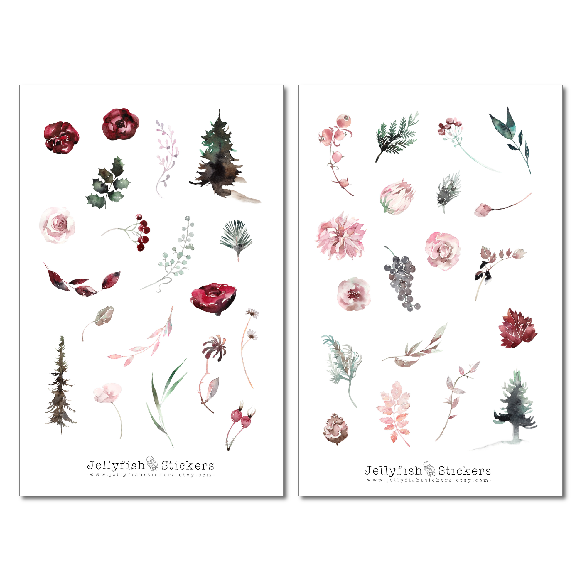 Wald und Mond Sticker Set