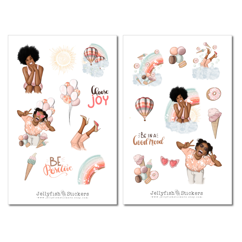 Gute Laune Mädchen Sticker Set