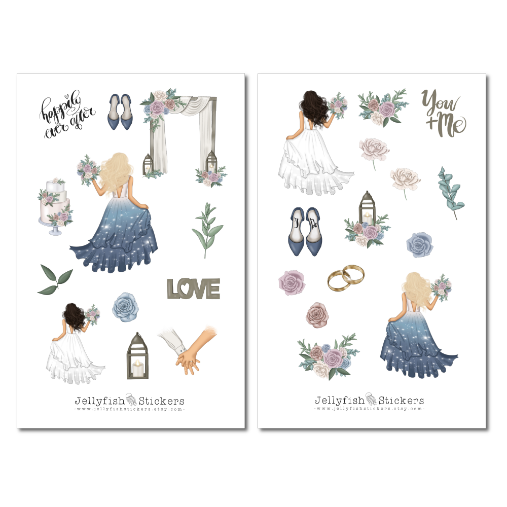 Mädchen Hochzeit Sticker Set