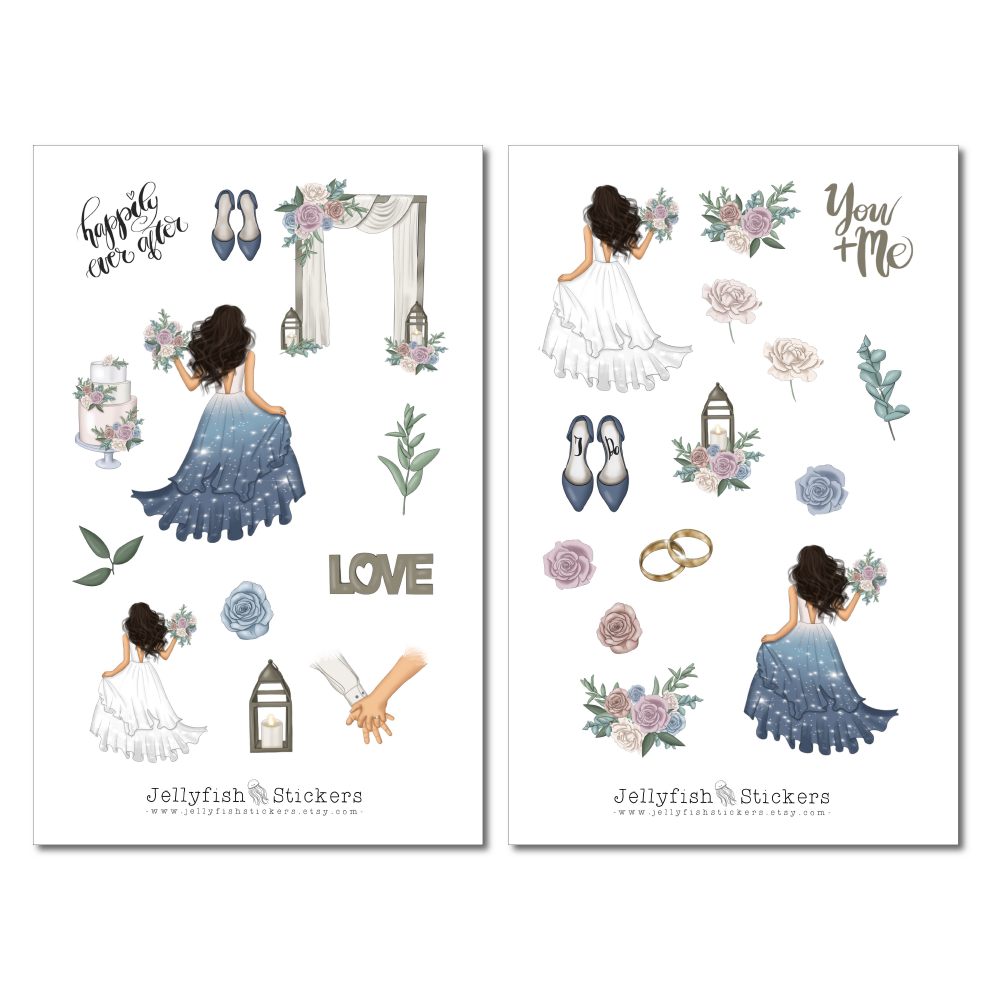 Mädchen Hochzeit Sticker Set