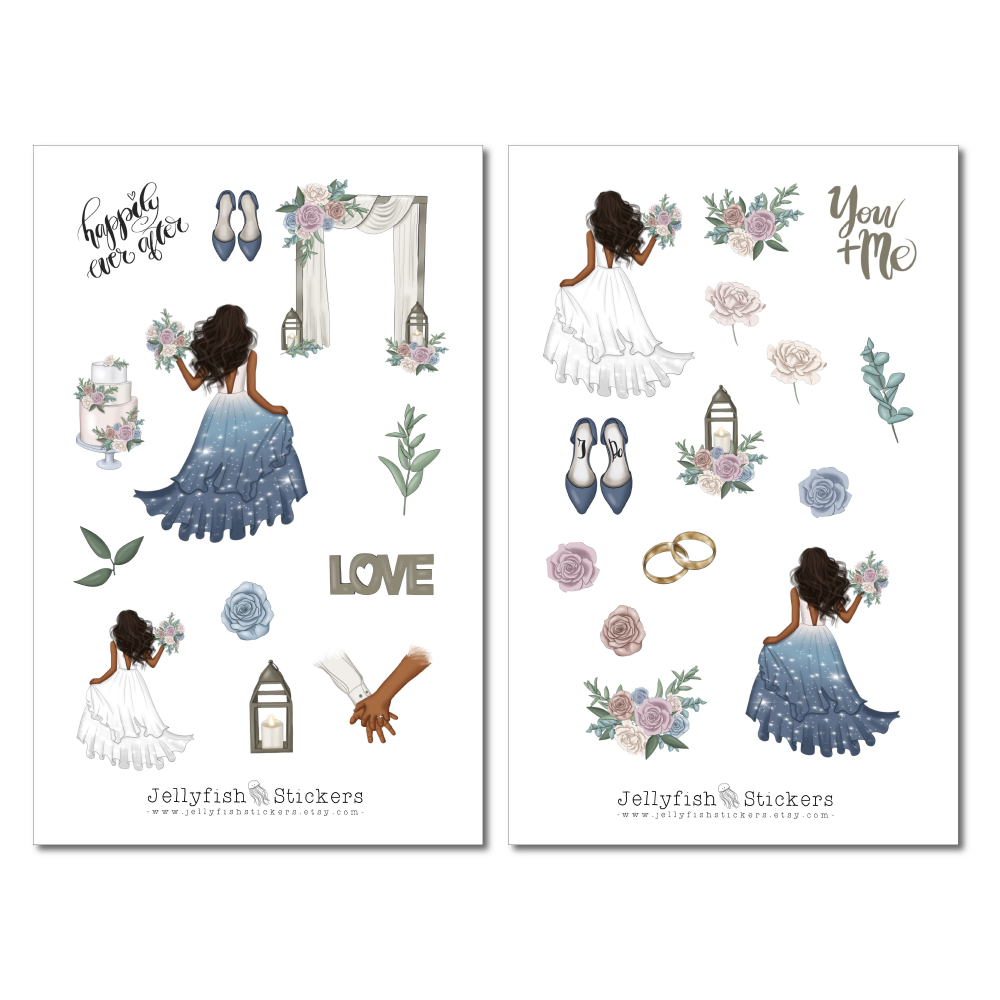 Mädchen Hochzeit Sticker Set